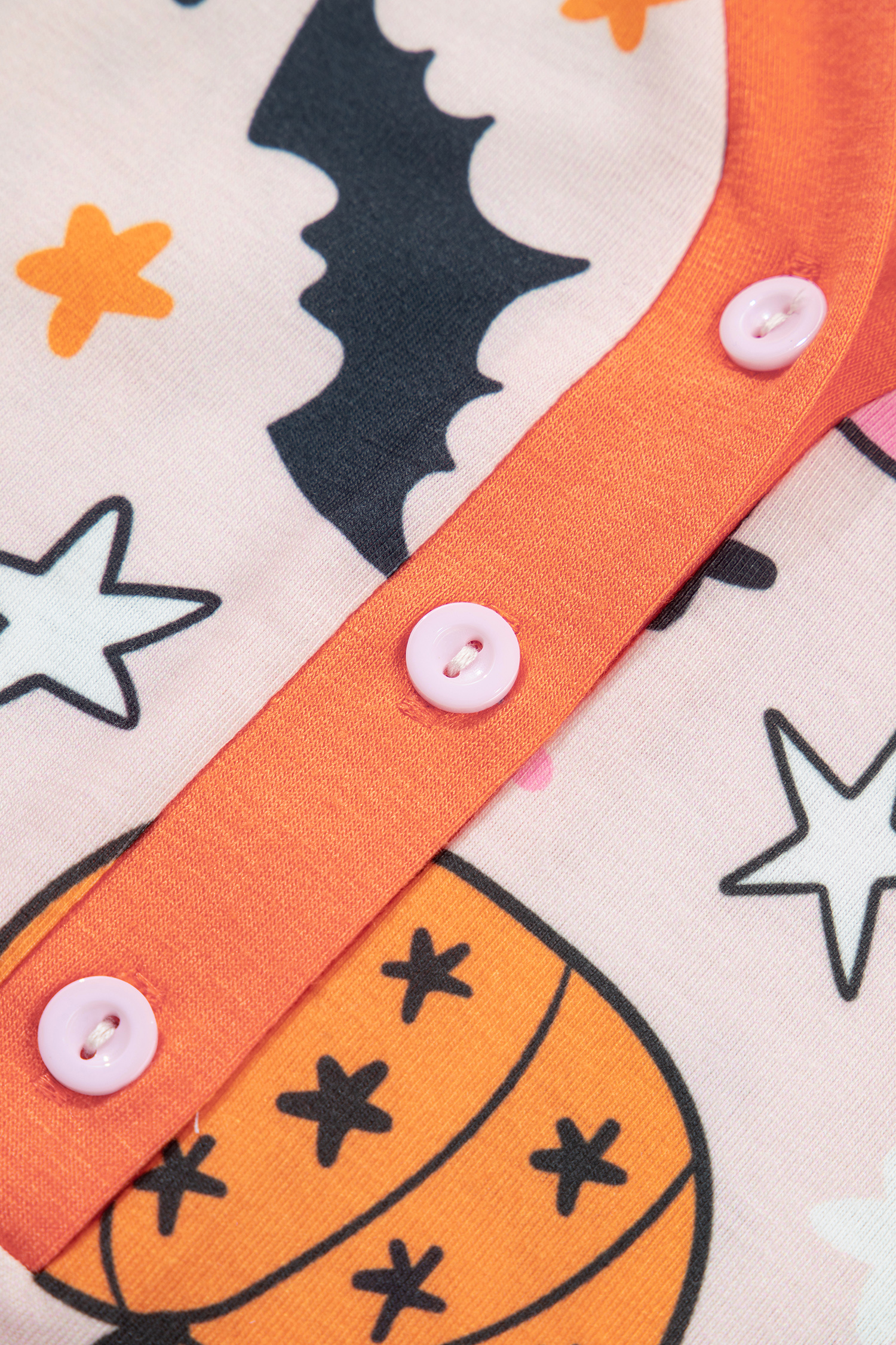 Women's Halloween Pumpkin Lounge Set, Pink Long Sleeve Suit - Detail View 7
