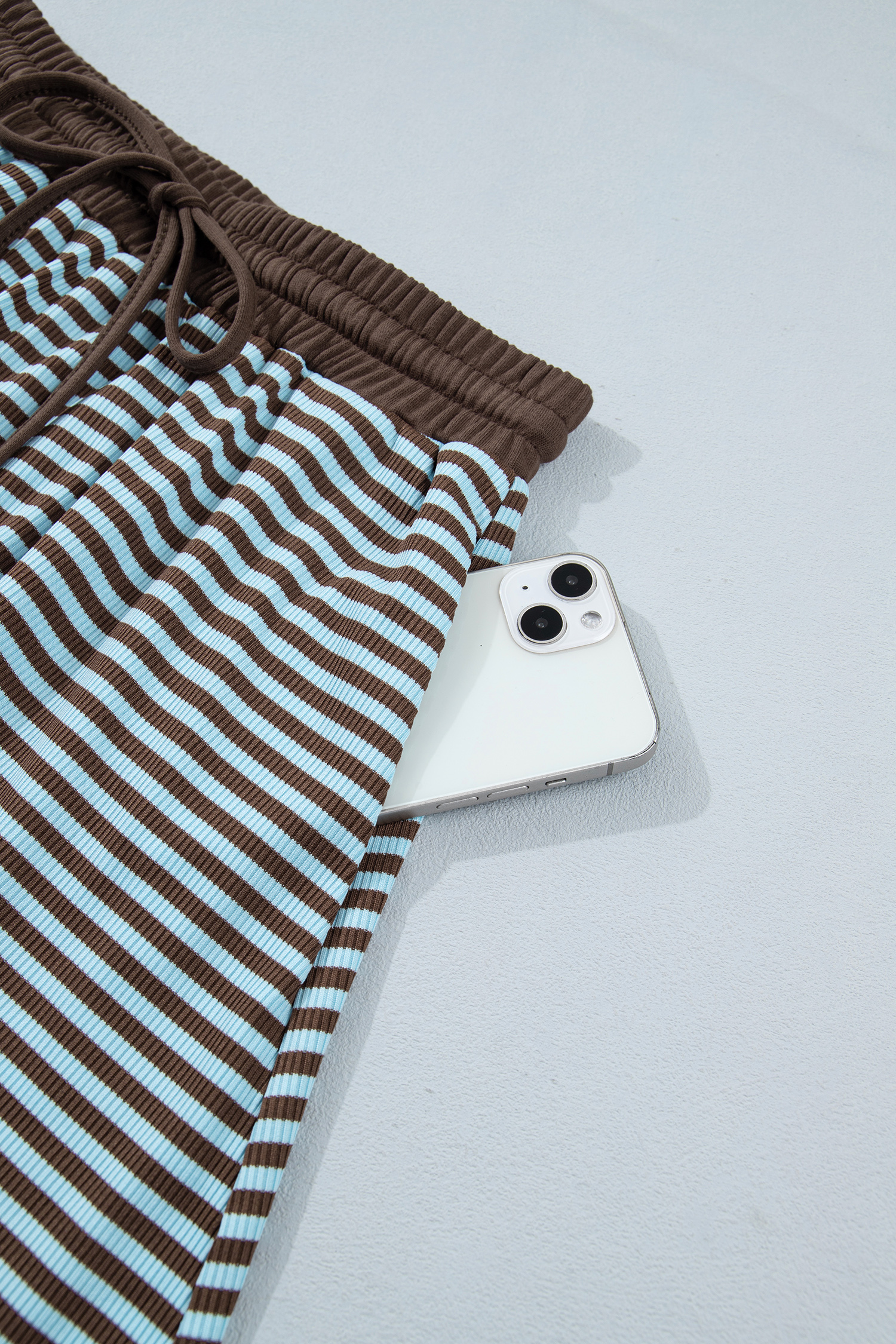 Women's Striped Lounge Set, Oversized Long Sleeve Casual Wear - Detail View 16