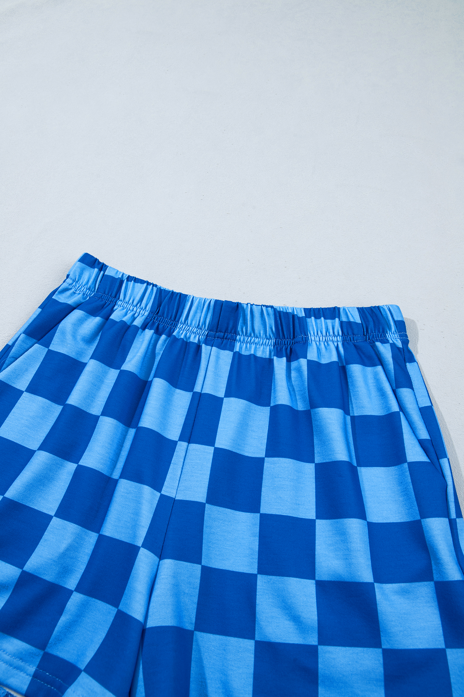 Women's Blue Plaid Two Piece Set, Casual Long Sleeve Crop Top - Detail View 10