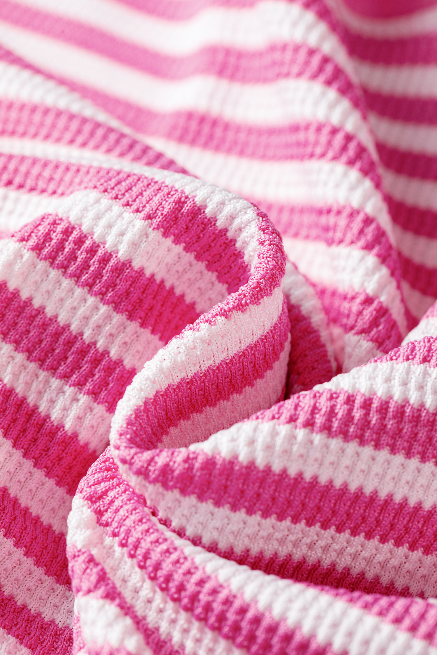 Women's Striped Waffle Knit Top, Casual Long Sleeve Pullover - Detail View 10