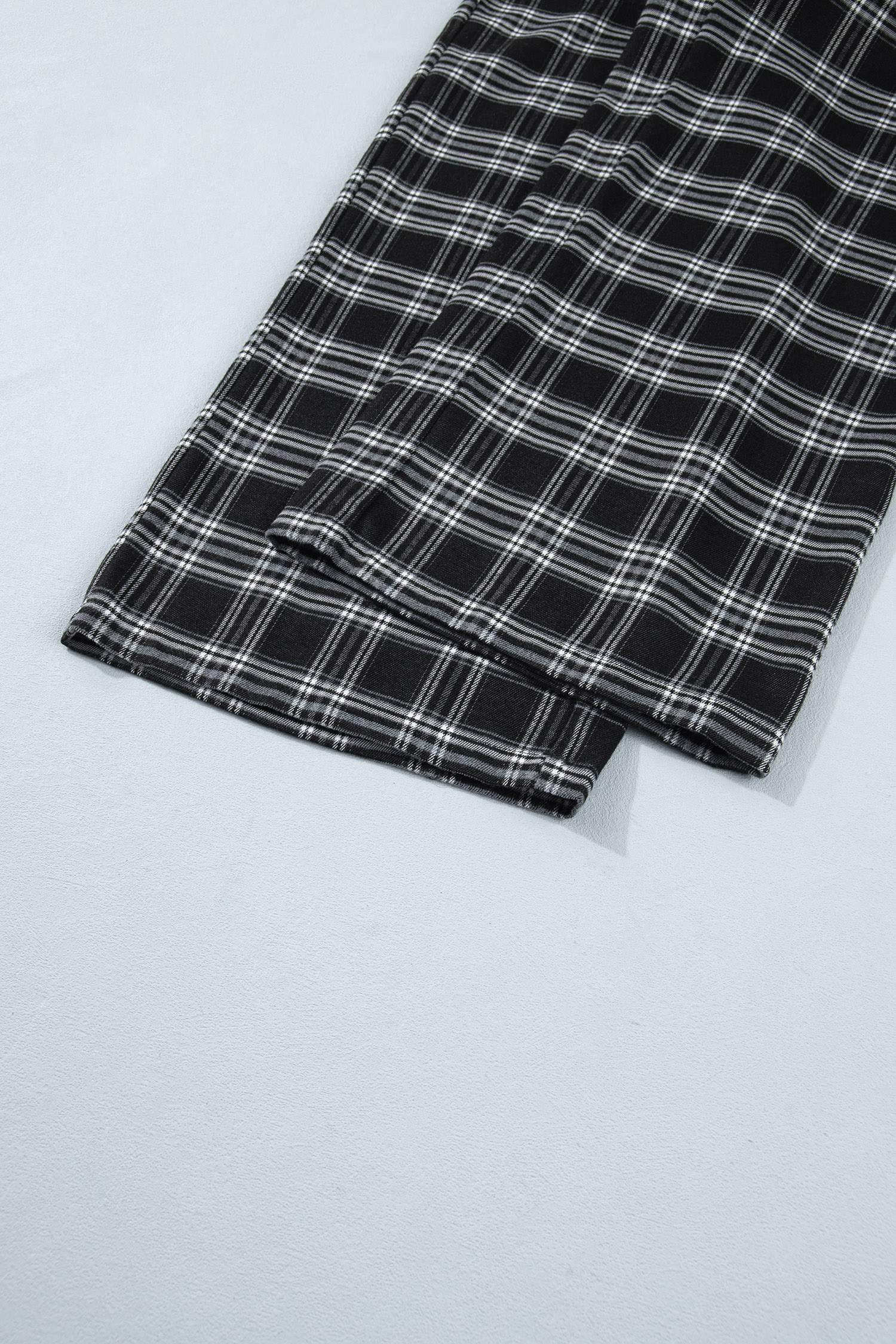Stretch Plaid Women's Wide Leg Pants, Cozy High Waisted Daily - Detail View 12