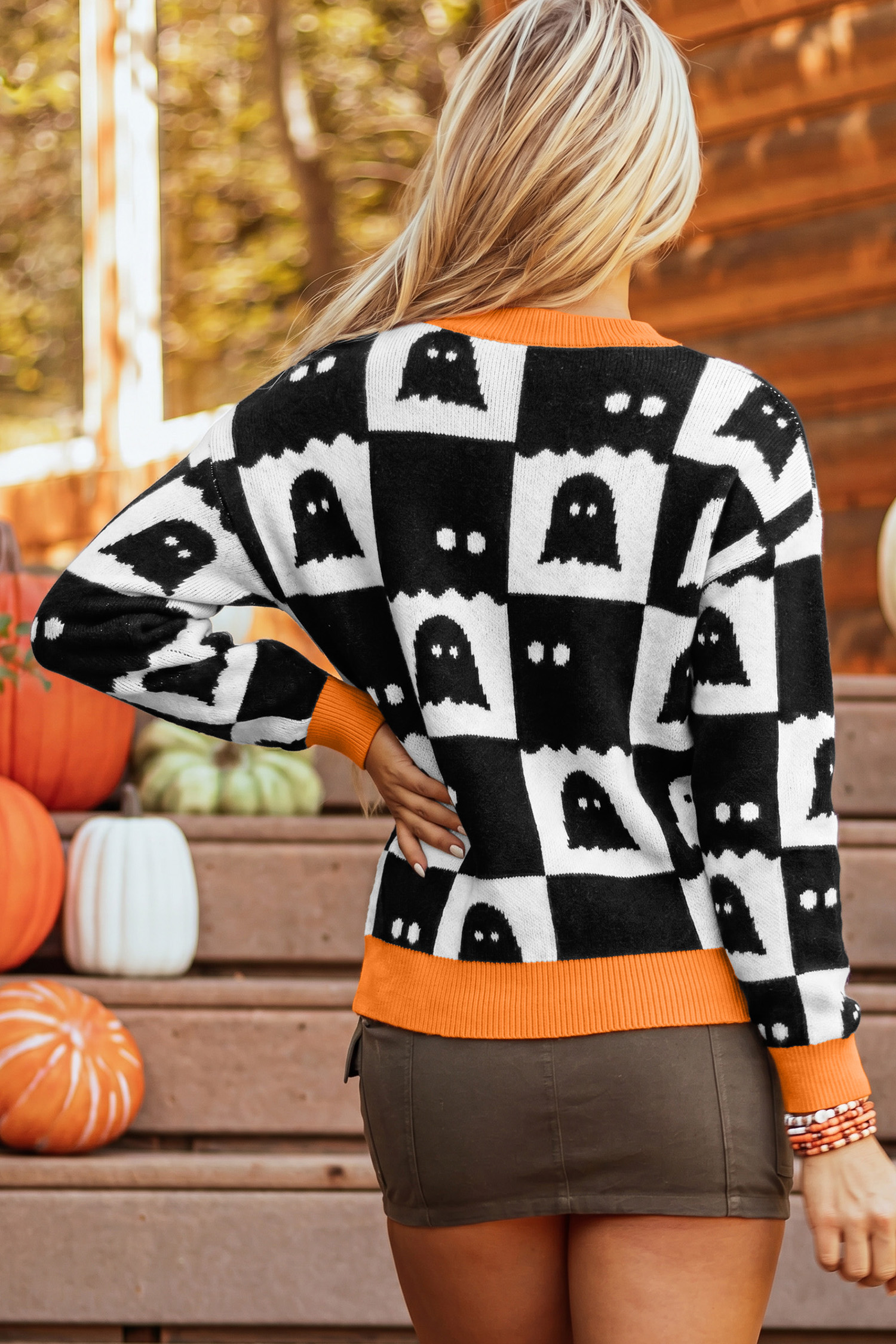 Soft Viscose Ghost Sweater, Women's Halloween Fashion - Detail View 3