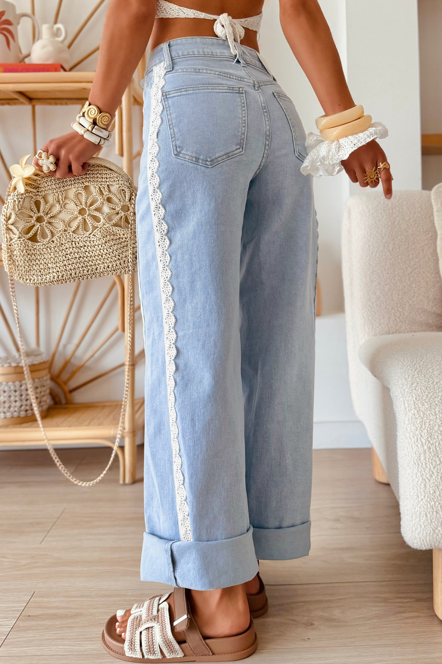 Stretch Cotton Denim Jeans, Comfortable Women Pants - Detail View 3