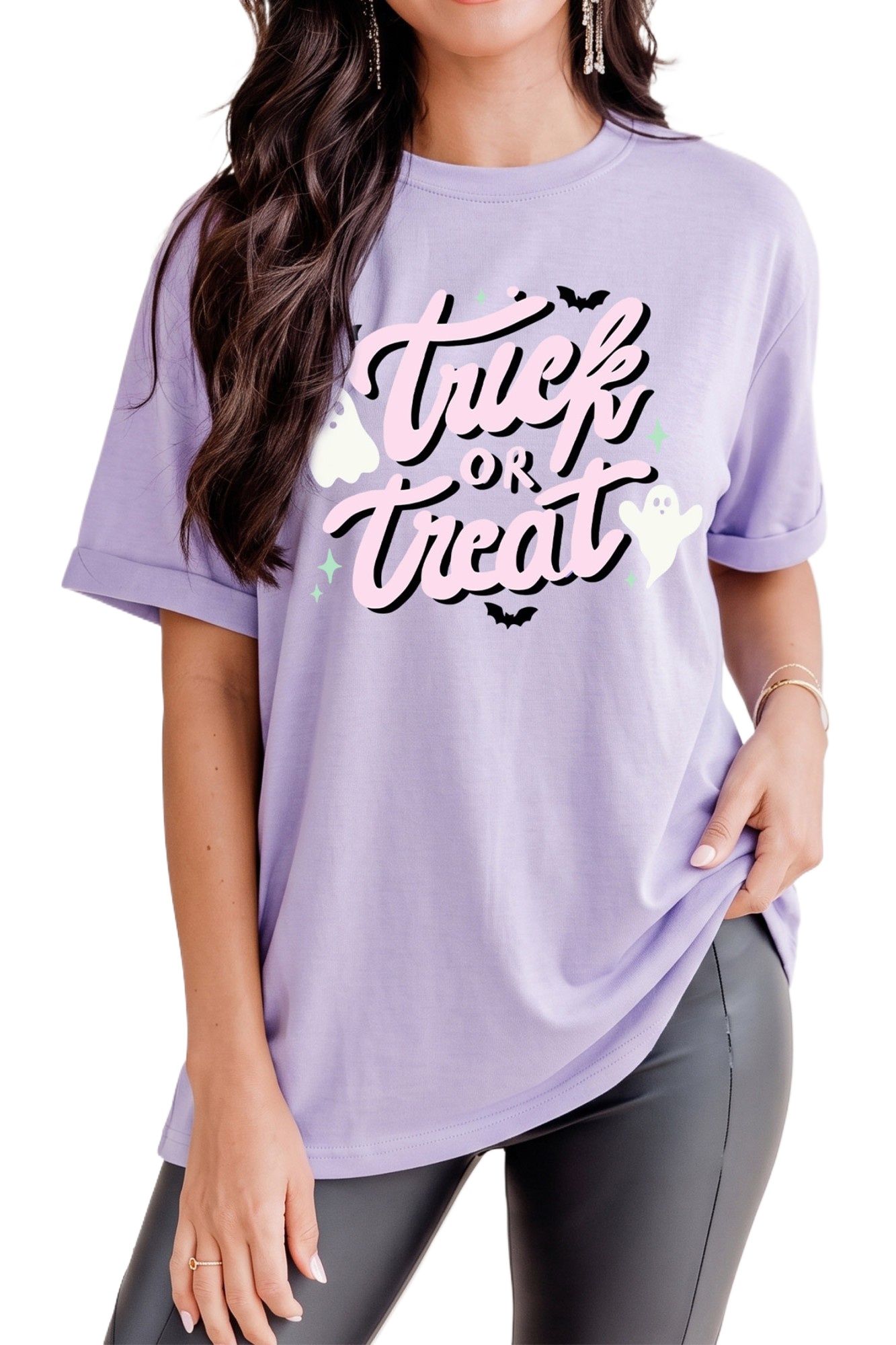 Women's Halloween T-Shirt, Trick Or Treat Graphic Summer Top - Main View