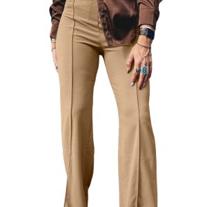 Women's High Waist Parchment Pants, Modern Casual Trousers - Main View