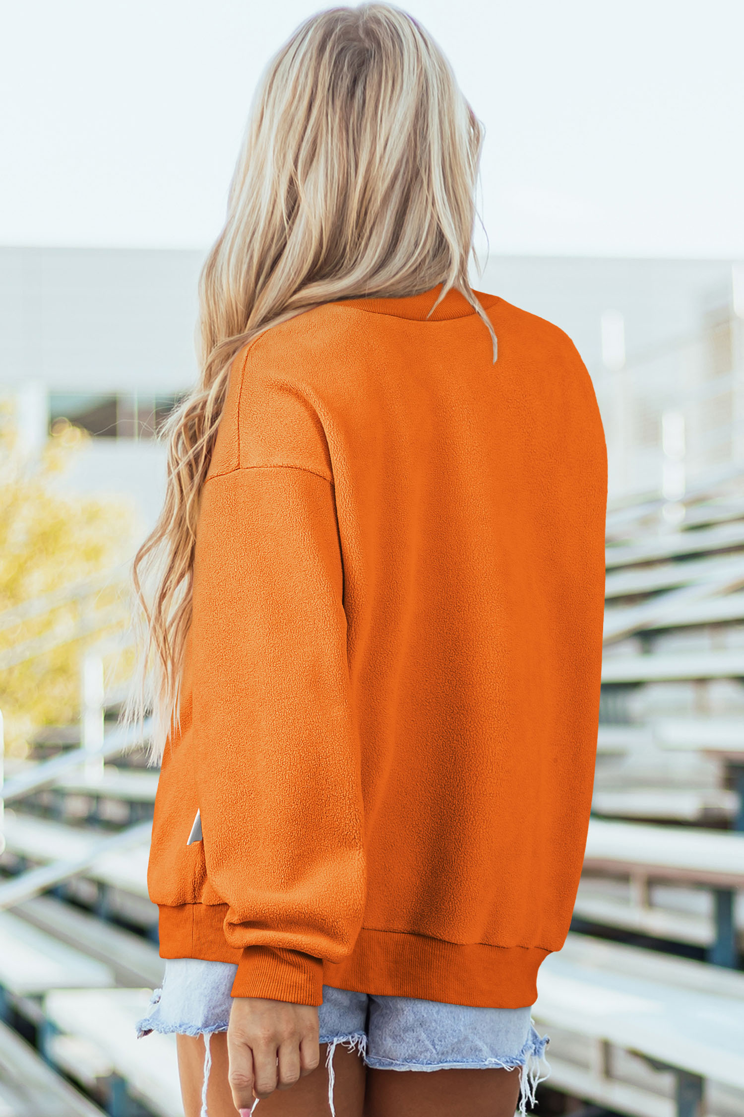 Women's Spooky Boo Sweatshirt, Reversible Mock Neck Top - Detail View 7
