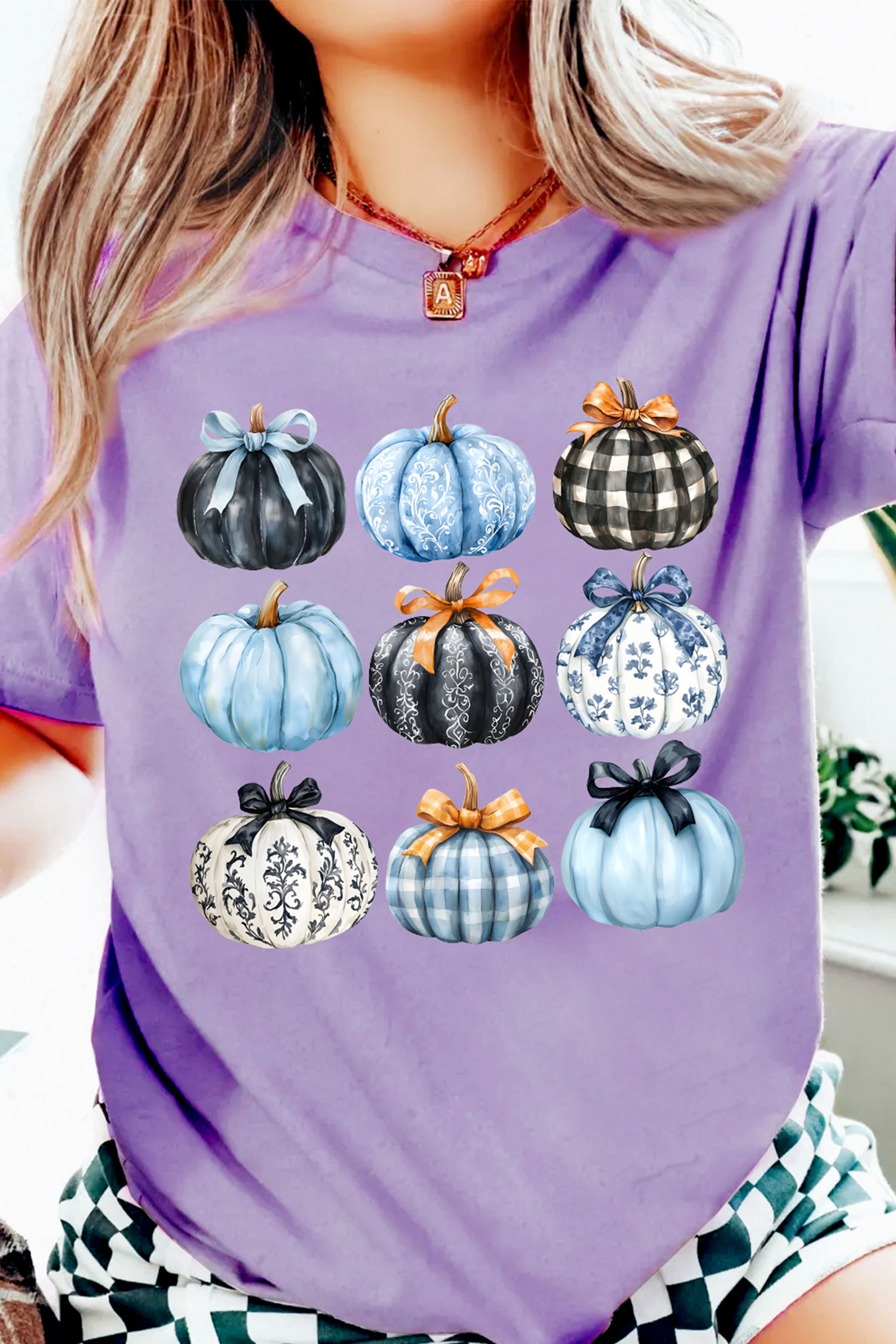 Cotton Blend Pumpkin T Shirt, Casual Women's Shift Top - Detail View 9