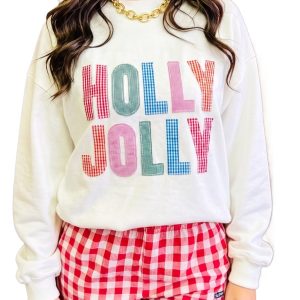 Women's Christmas Sweatshirt, Casual Holly Jolly Crewneck - Main View