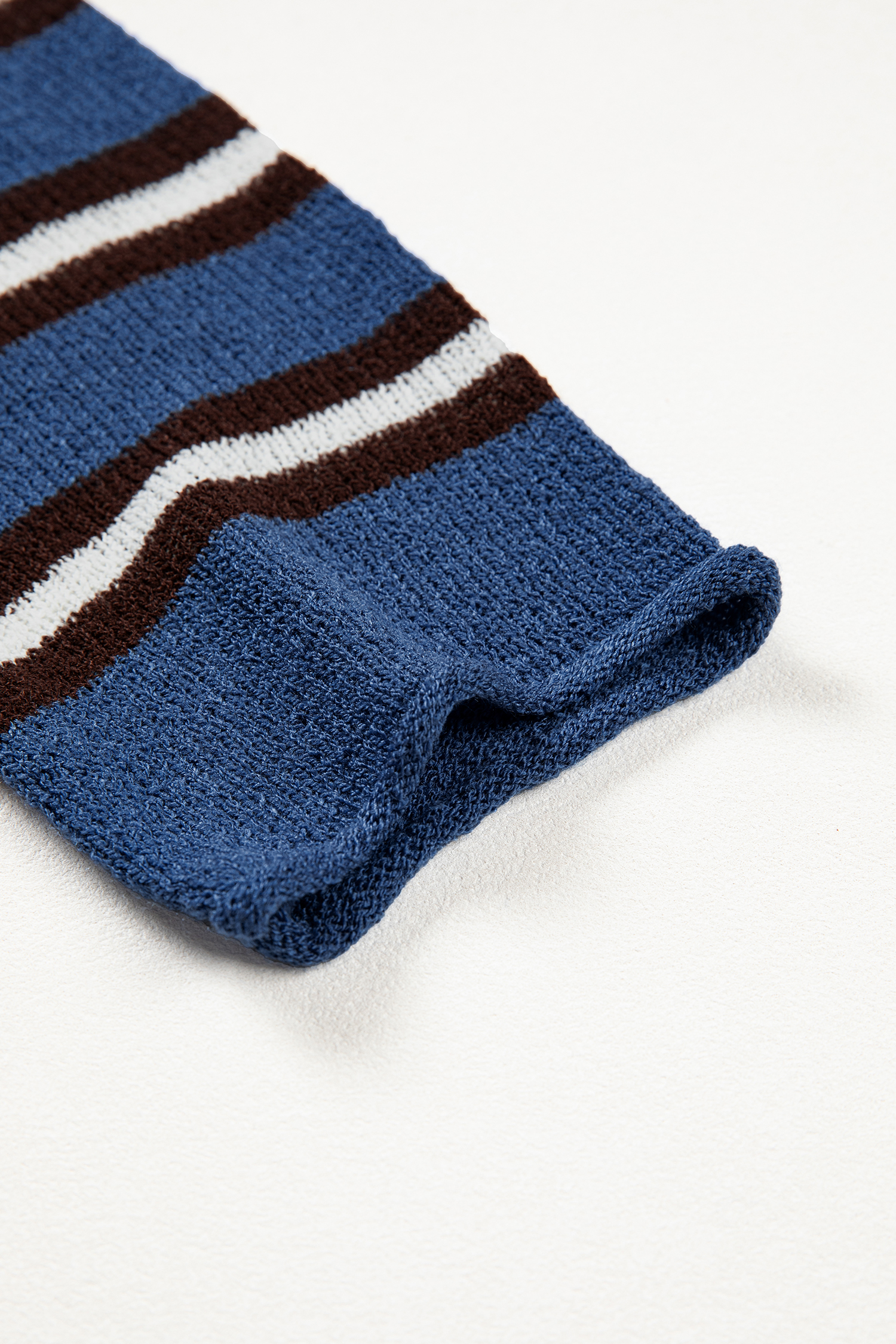 Women's Blue Striped Cardigan, Casual Drop Shoulder Sweater - Detail View 13