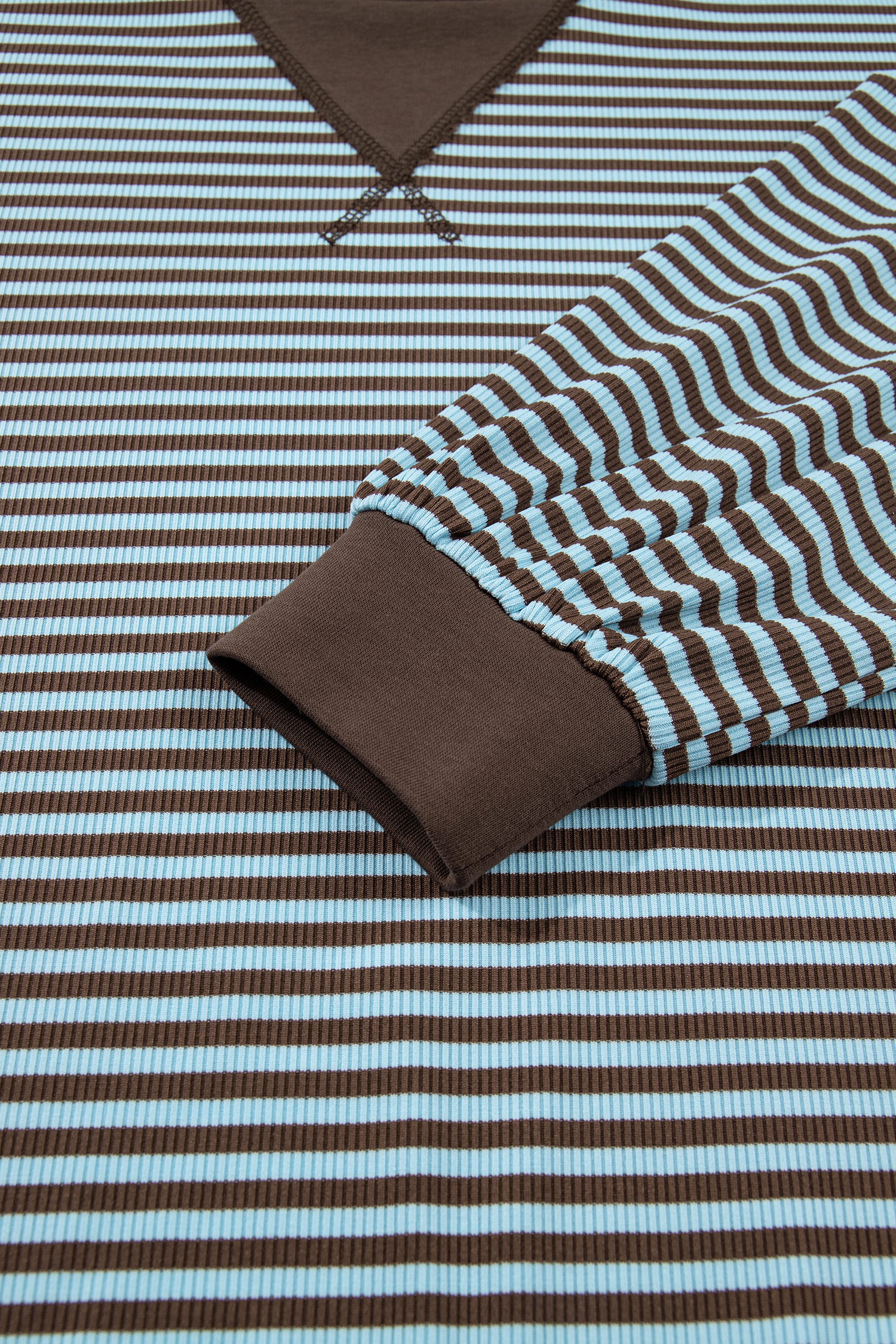 Women's Striped Lounge Set, Oversized Long Sleeve Casual Wear - Detail View 10