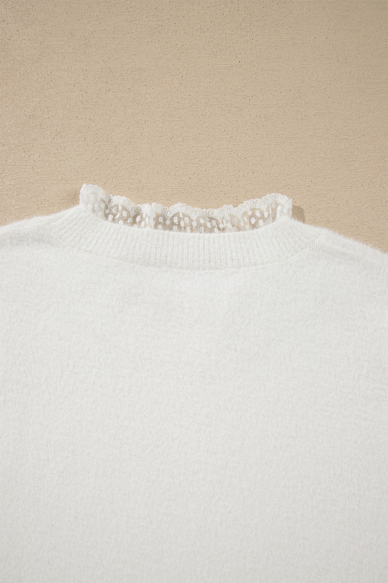 Stand Neck Lace Pullover, Elegant Long Sleeve Women Sweater - Detail View 8