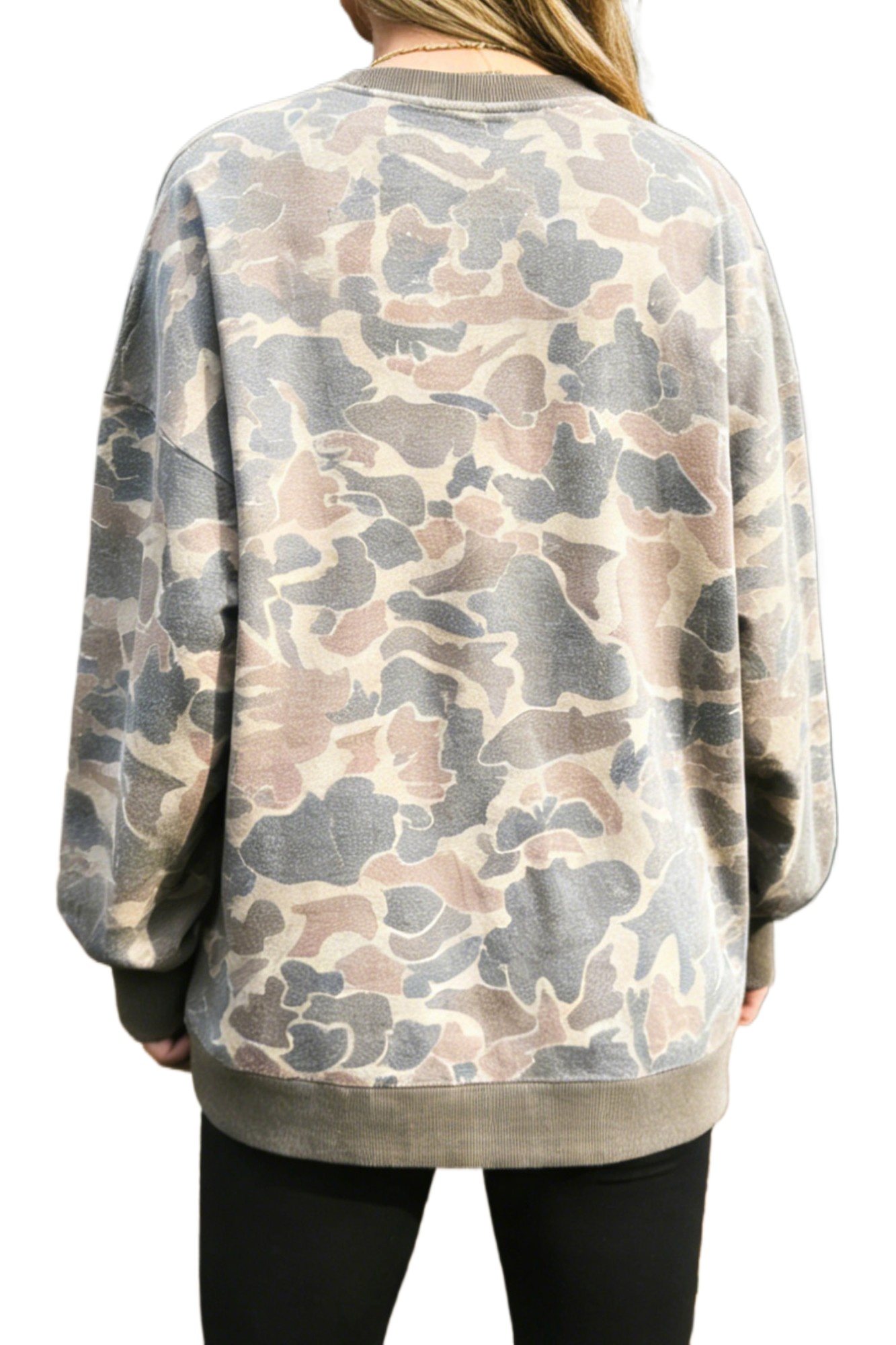 Women's Howdy Graphic Sweatshirt, Western Camo Print Top - Main View