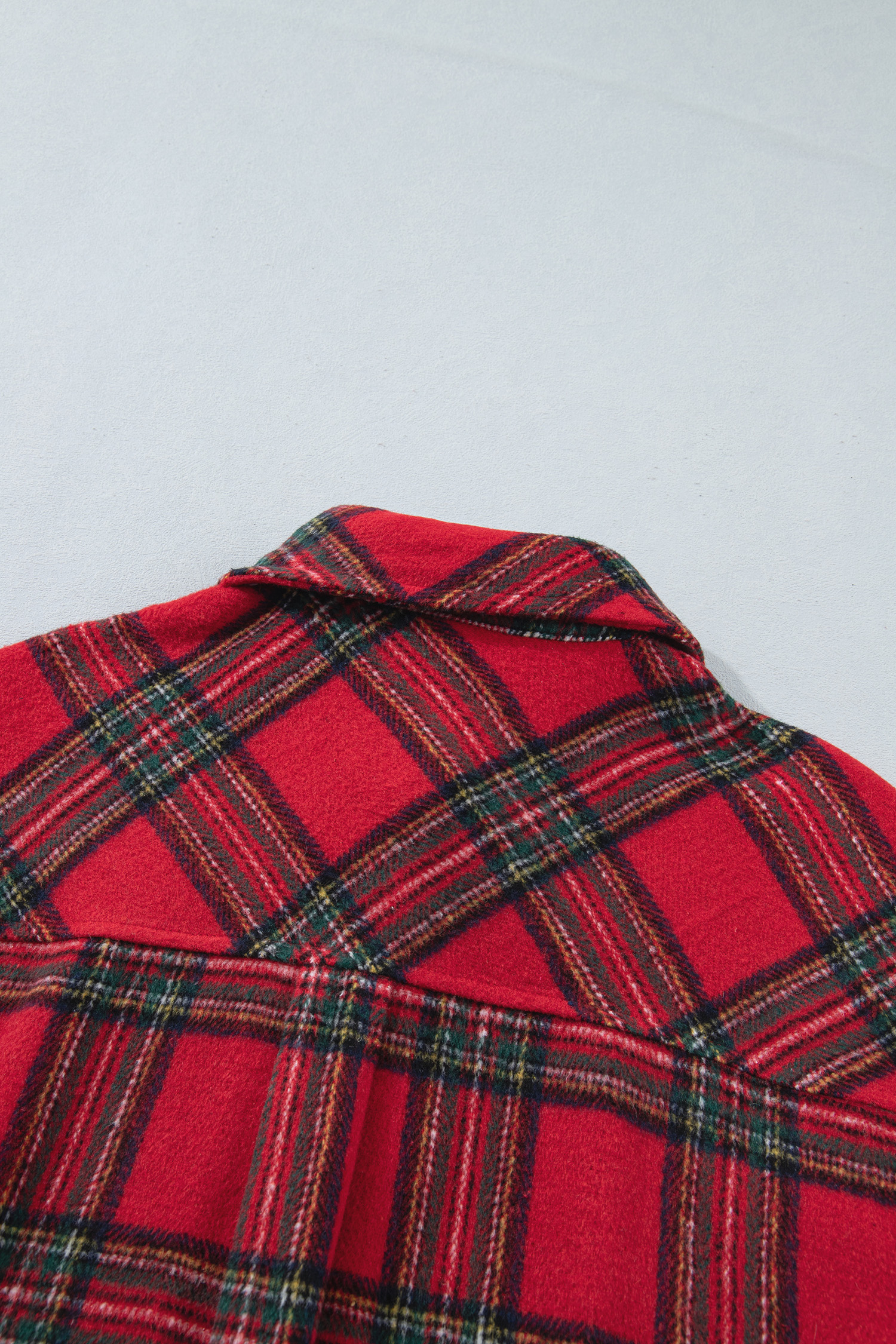 Red Plaid Long Sleeve Shacket, Comfortable Fall Button Shirt - Detail View 11