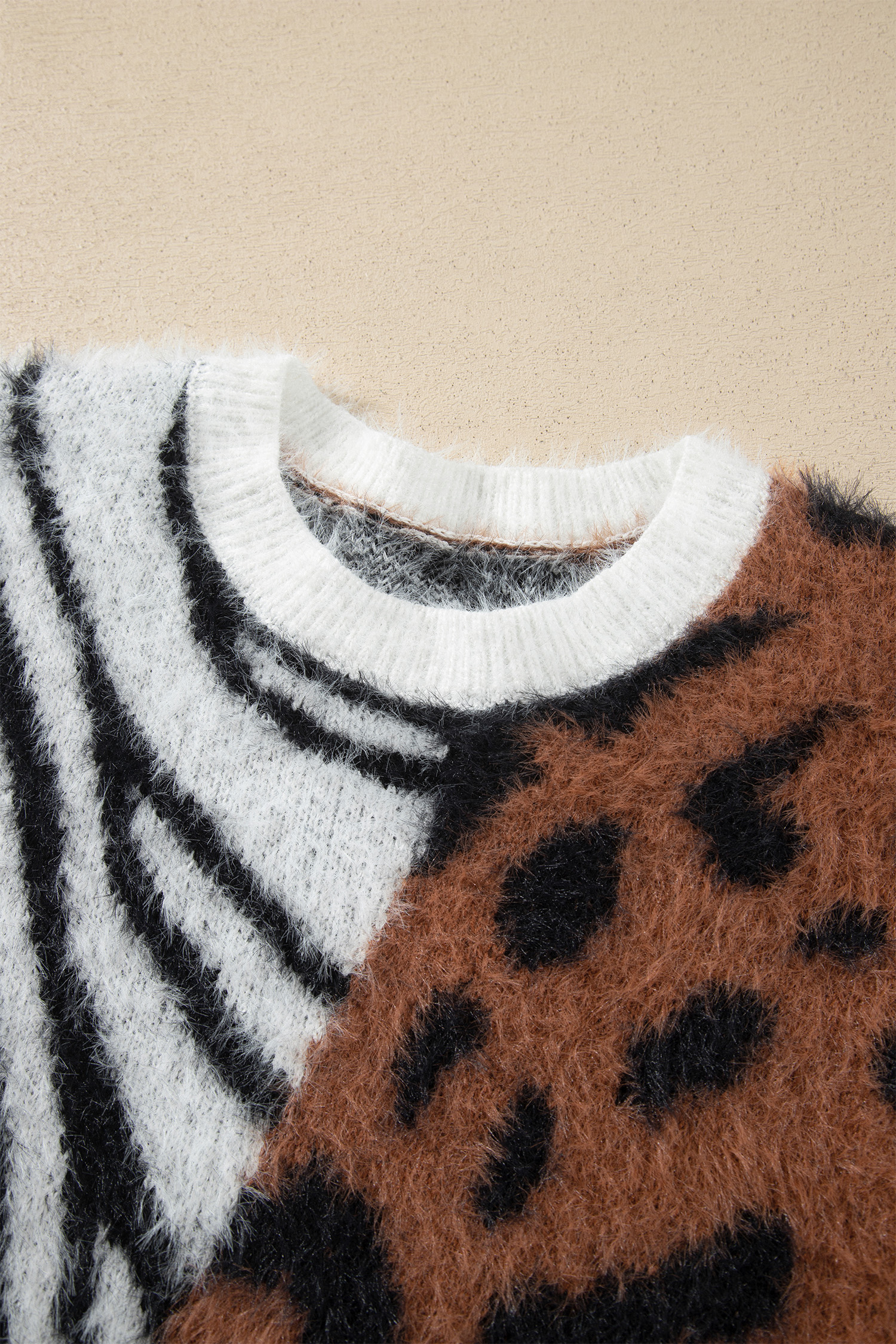 Women's Knit Sweater, Western Leopard Zebra Daily Coffee - Detail View 10