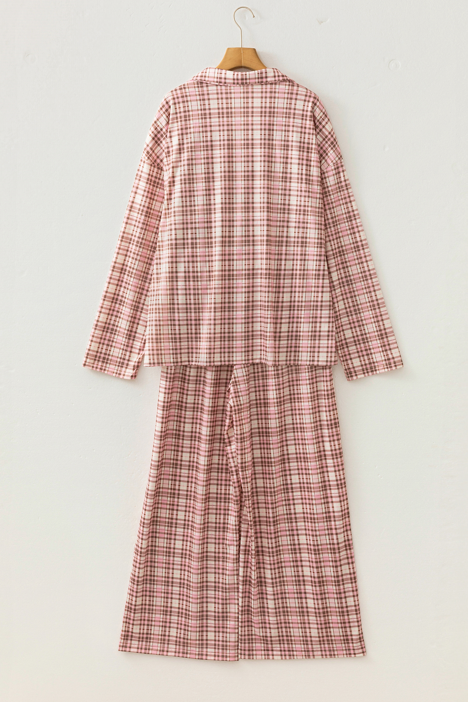 Women's Pink Plaid Lounge Set, Cozy Christmas PJs - Detail View 5