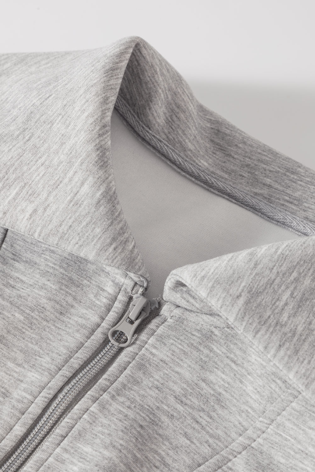 Grey Women's Athleisure Set, Sailor Collar Zip - Detail View 13