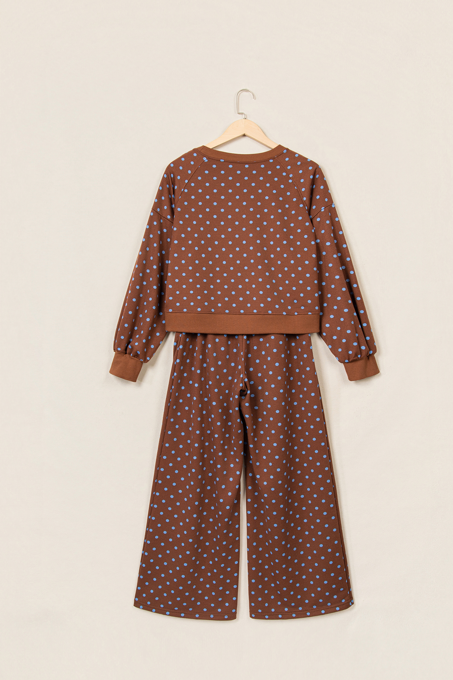 Cozy Drawstring Pant Set, Women's Fall Polka Dot Lounge - Detail View 3