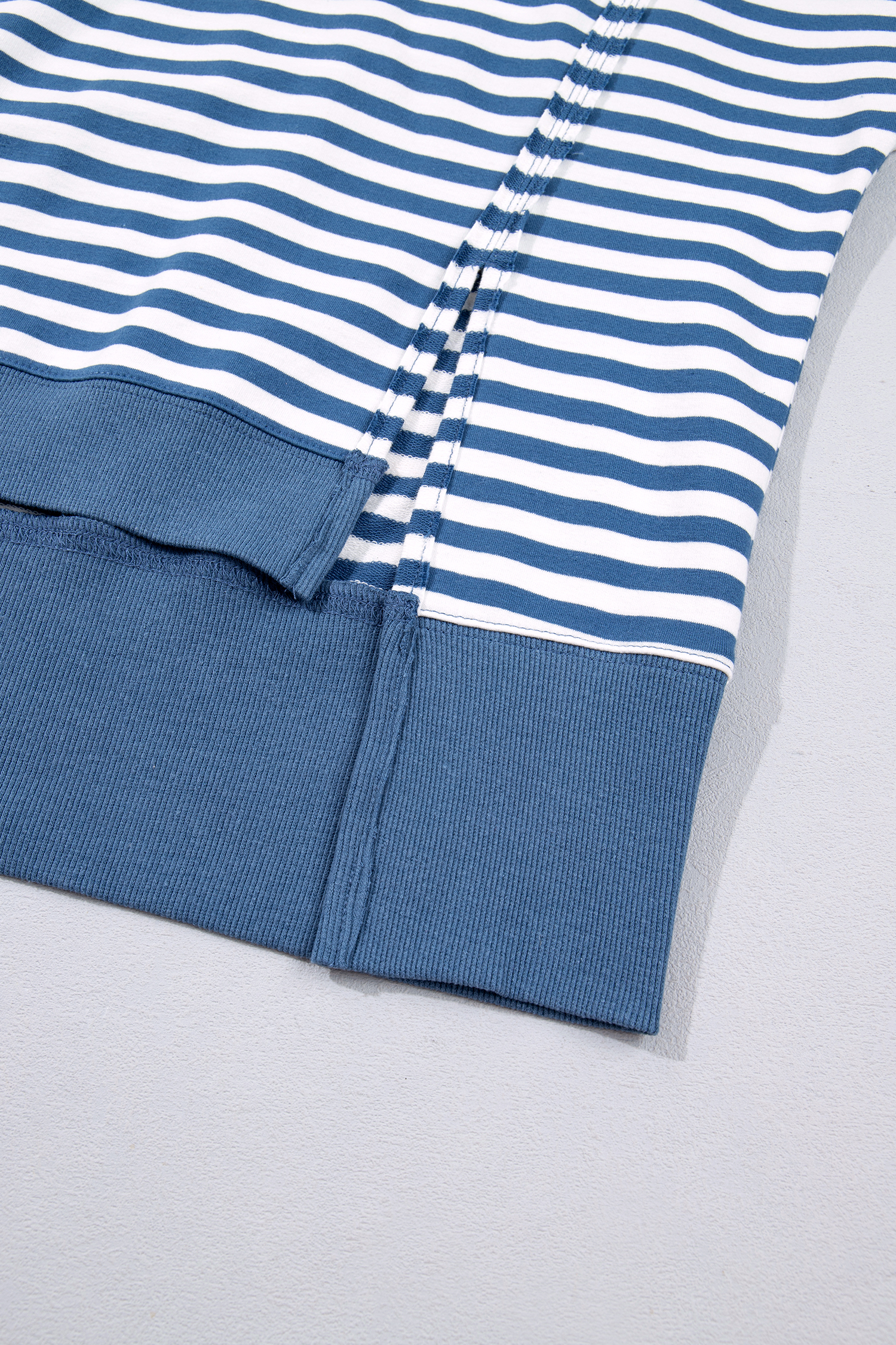 Striped Collar Pullover Sweatshirt, Casual Women's Top - Detail View 13