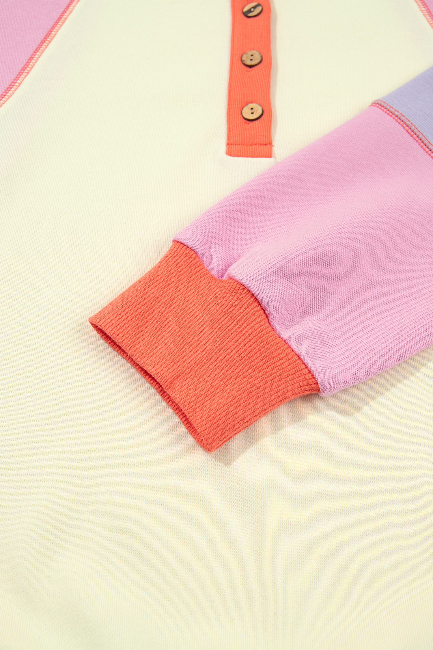 Casual Women's Colorblock Pullover, Exposed Seam Daily Top - Detail View 7