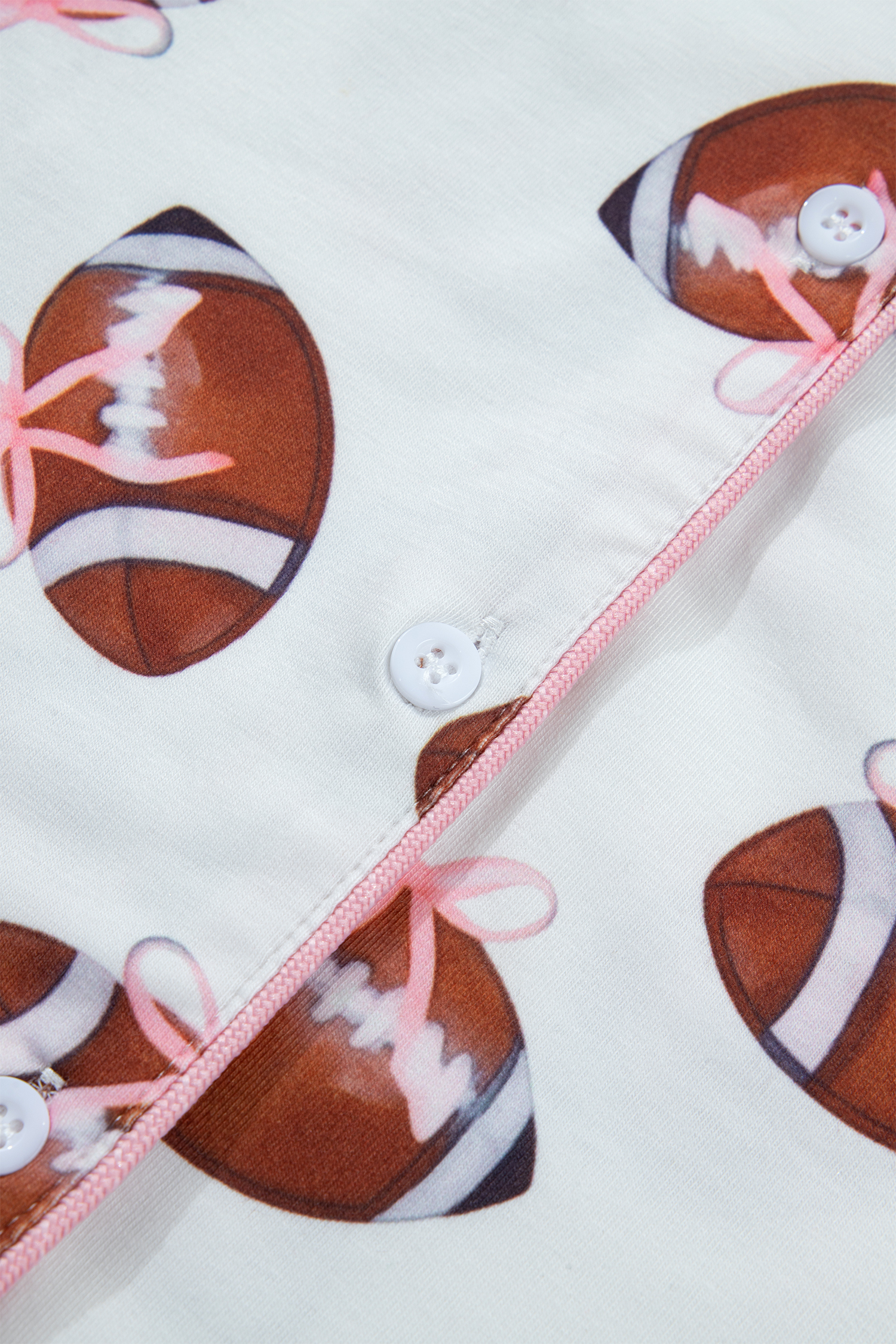 Women's Football Print Pajama Set, Button Down Loungewear - Detail View 7