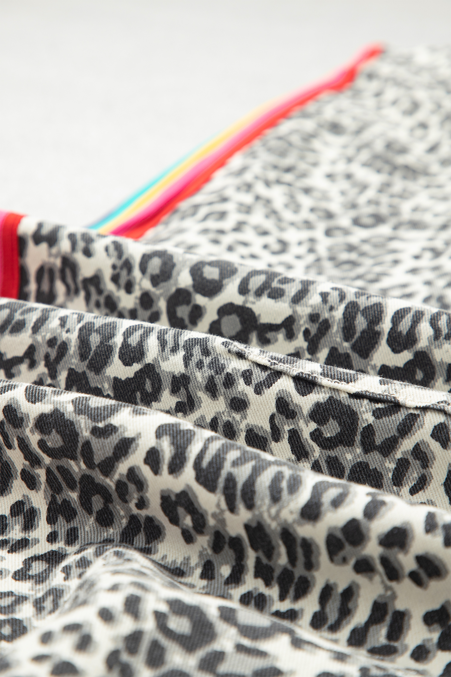 Women's Leopard Print Jeans, Rainbow Stripe Joggers - Detail View 8