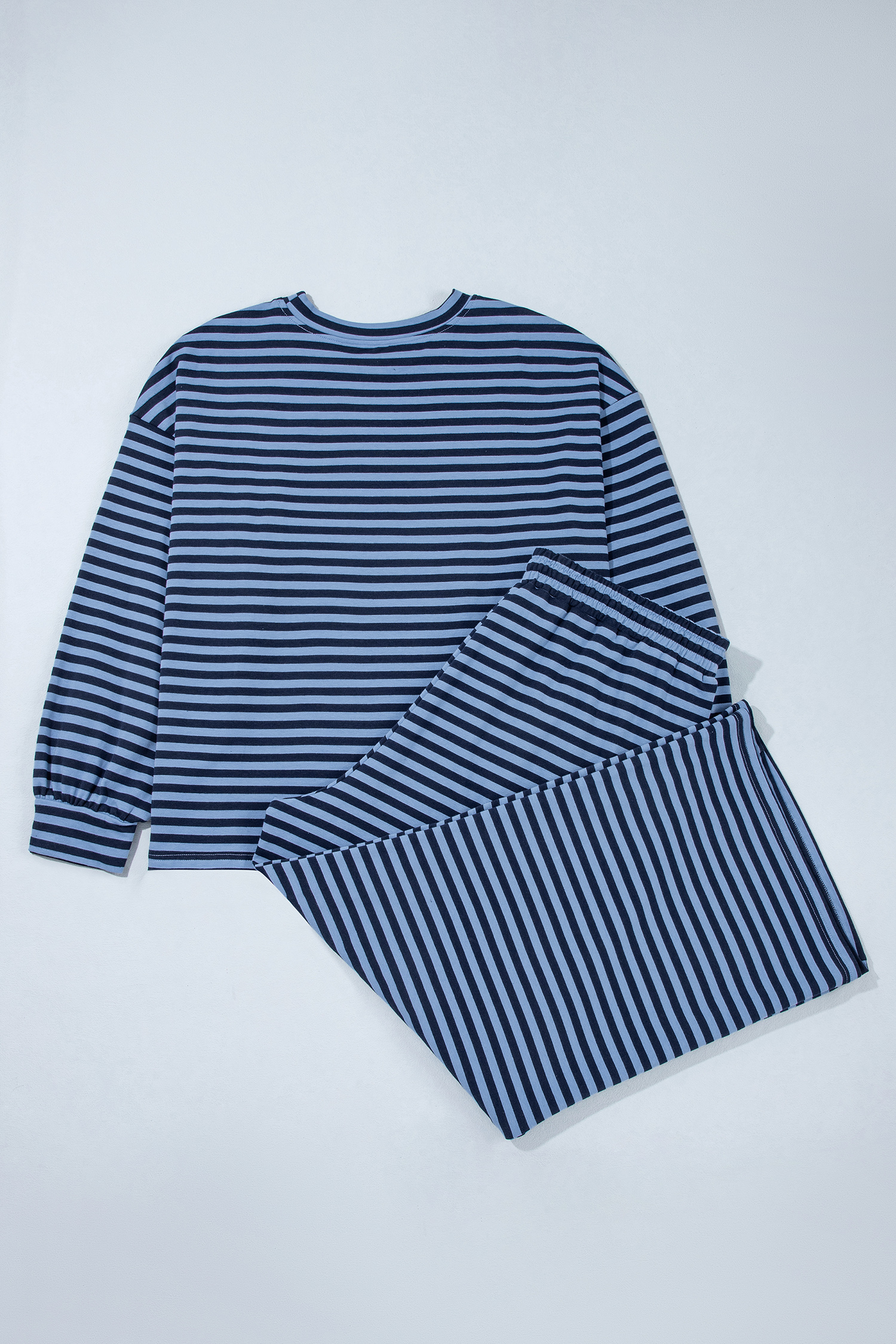 Striped Two Piece Set, Women's Long Sleeve Lounge Pants - Detail View 8