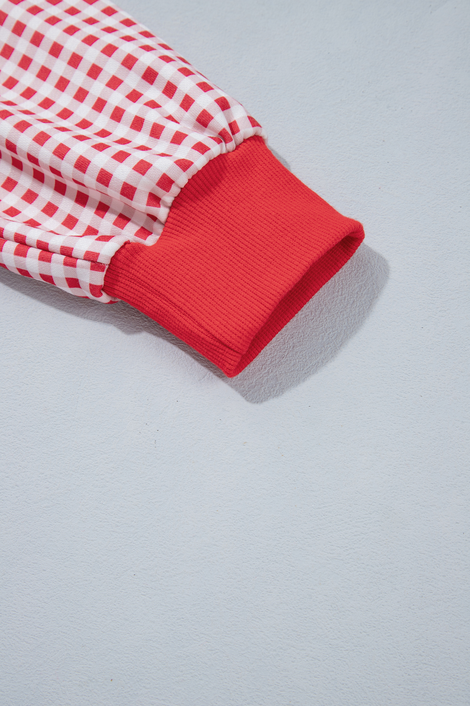 Women's Merry Christmas Sweatshirt, Red Gingham Pullover - Detail View 7