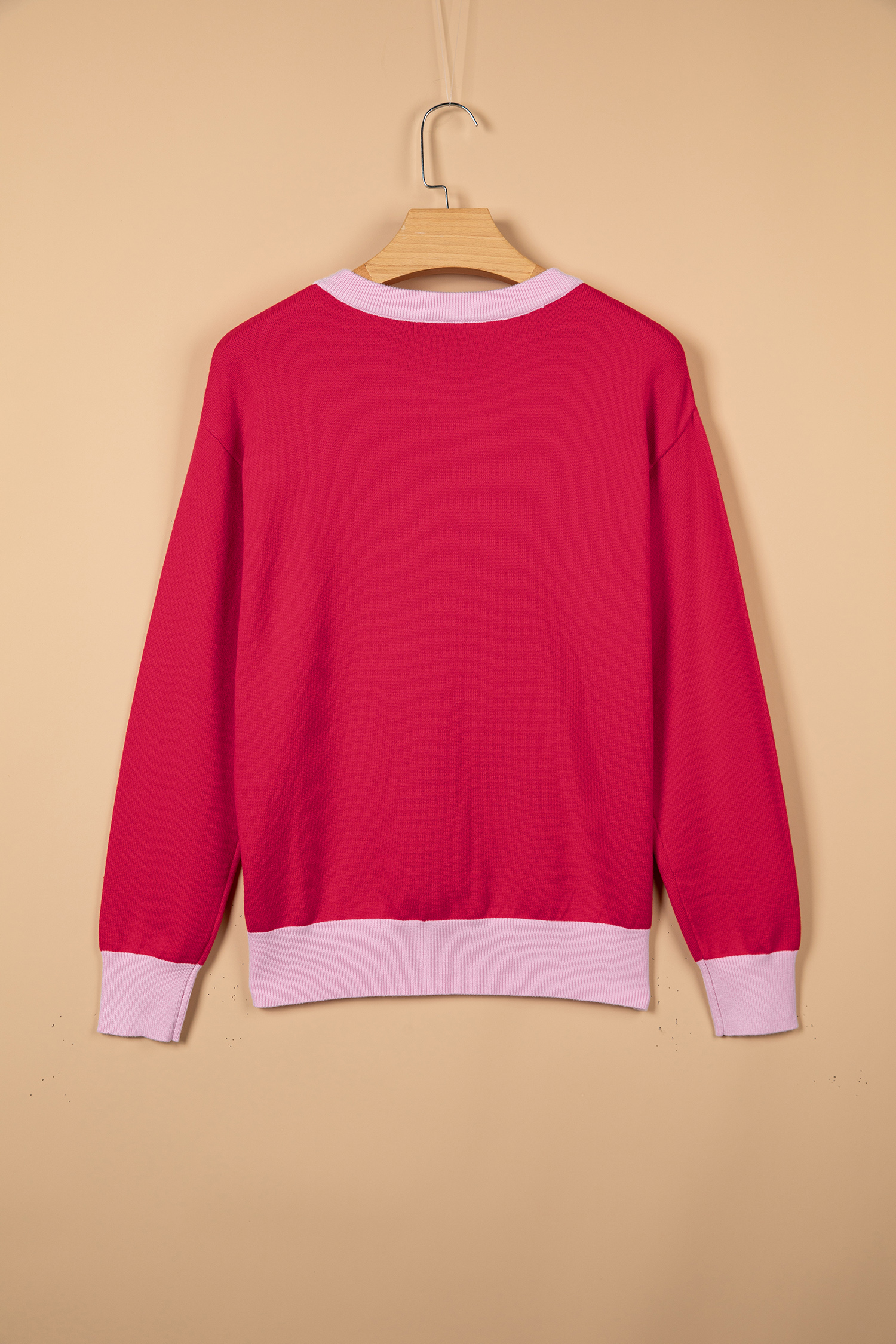 Women's Letter Print Sweater, Festive Colorblock - Detail View 8