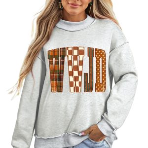 Women's WWJD Mock Neck Sweatshirt, Casual Daily Pullover - Main View