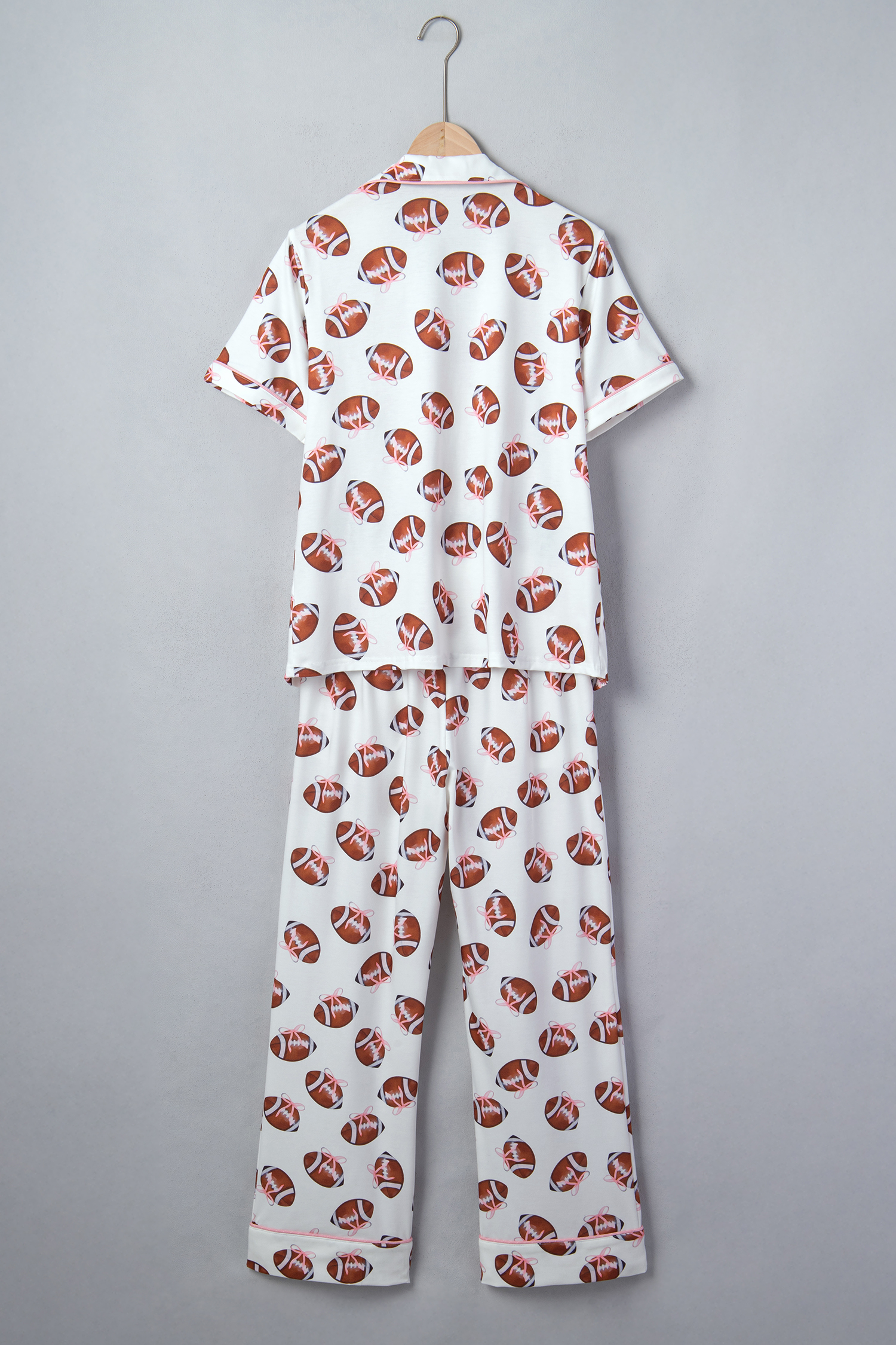 Short Sleeve Rugby Pajamas, Casual Two Piece Game Day Set - Detail View 5