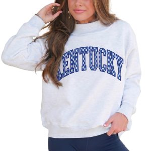 Women's Game Day Sweatshirt, Embroidered Checkered Letter - Main View