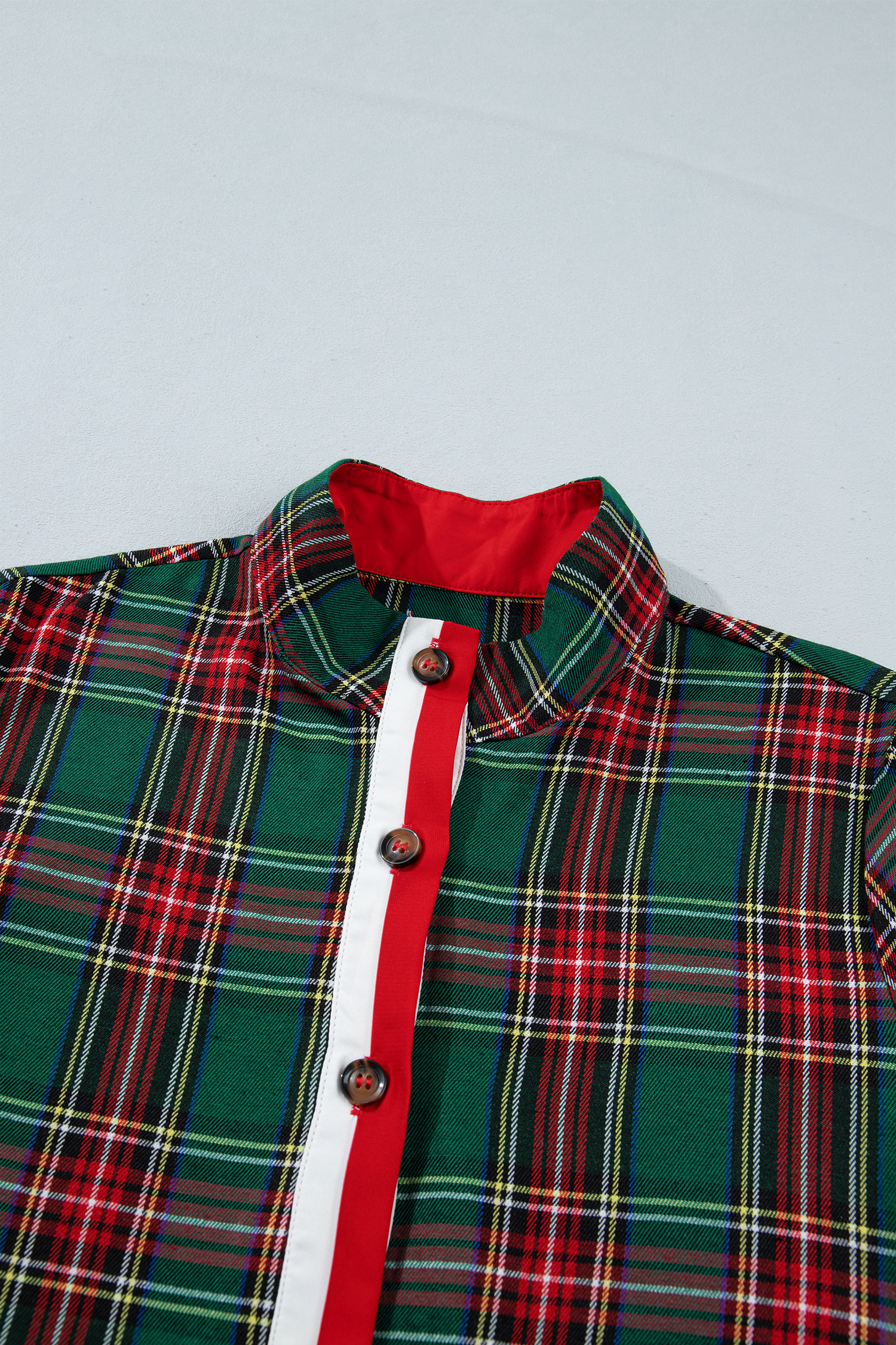 Festive Plaid Women's Shift Dress, Short Sleeve Holiday - Detail View 17