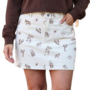 Women's Western Denim Skirt, Daily Casual High Waisted Mini - Main View