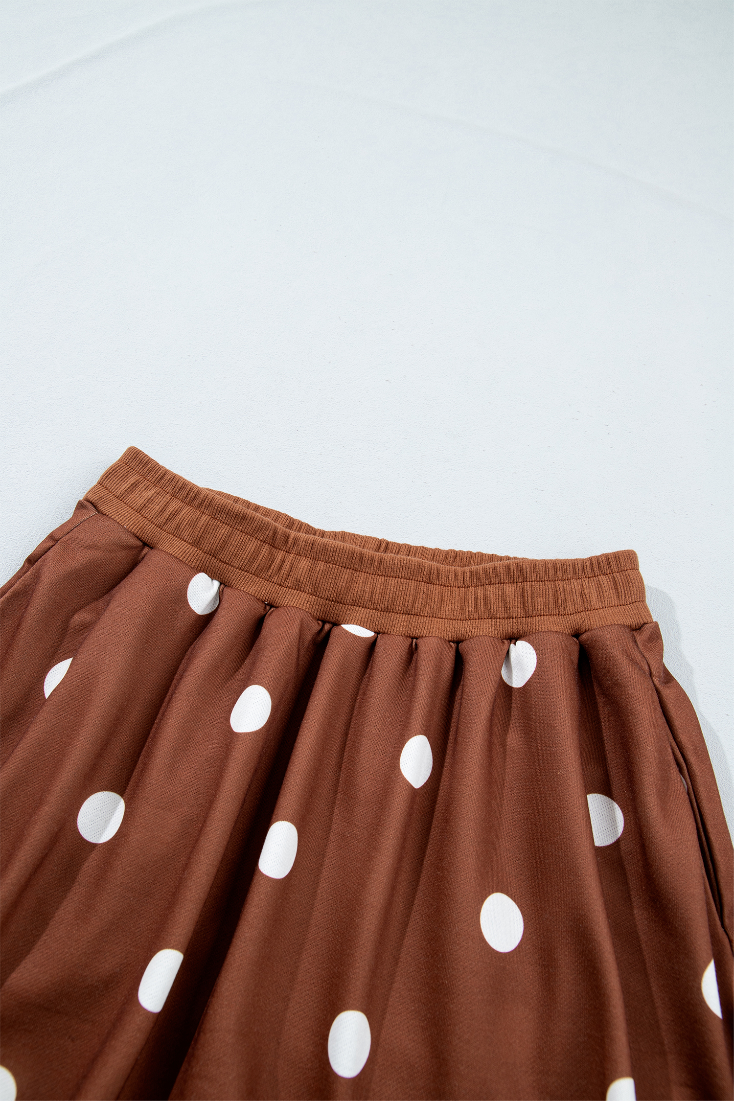 Women's Relaxed Skort Set, Cozy Brown Pullover Outfit - Detail View 12