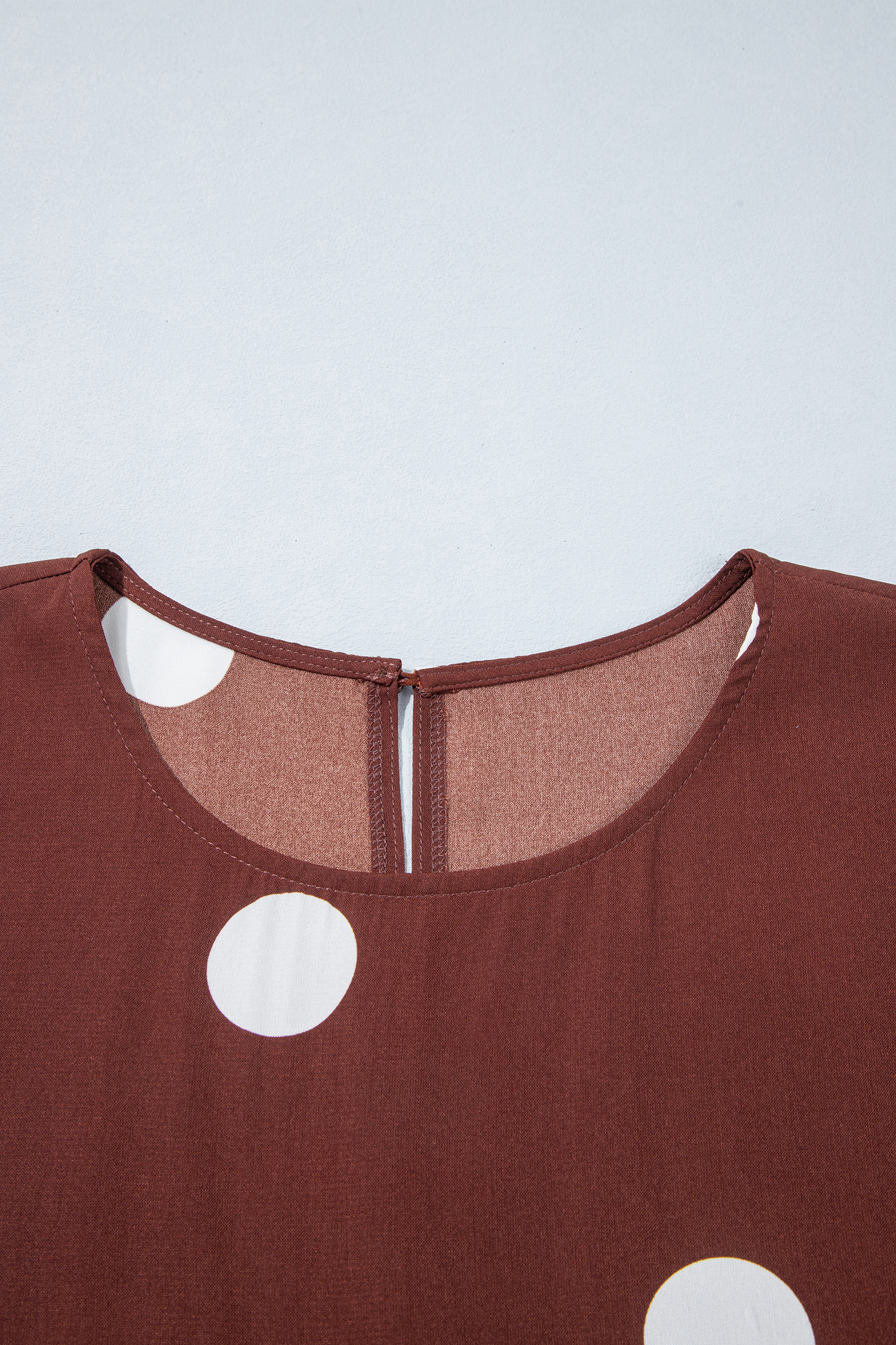 Chic Brown Polka Dot Dress, Ruffled Hem Long Maxi - Detail View 6
