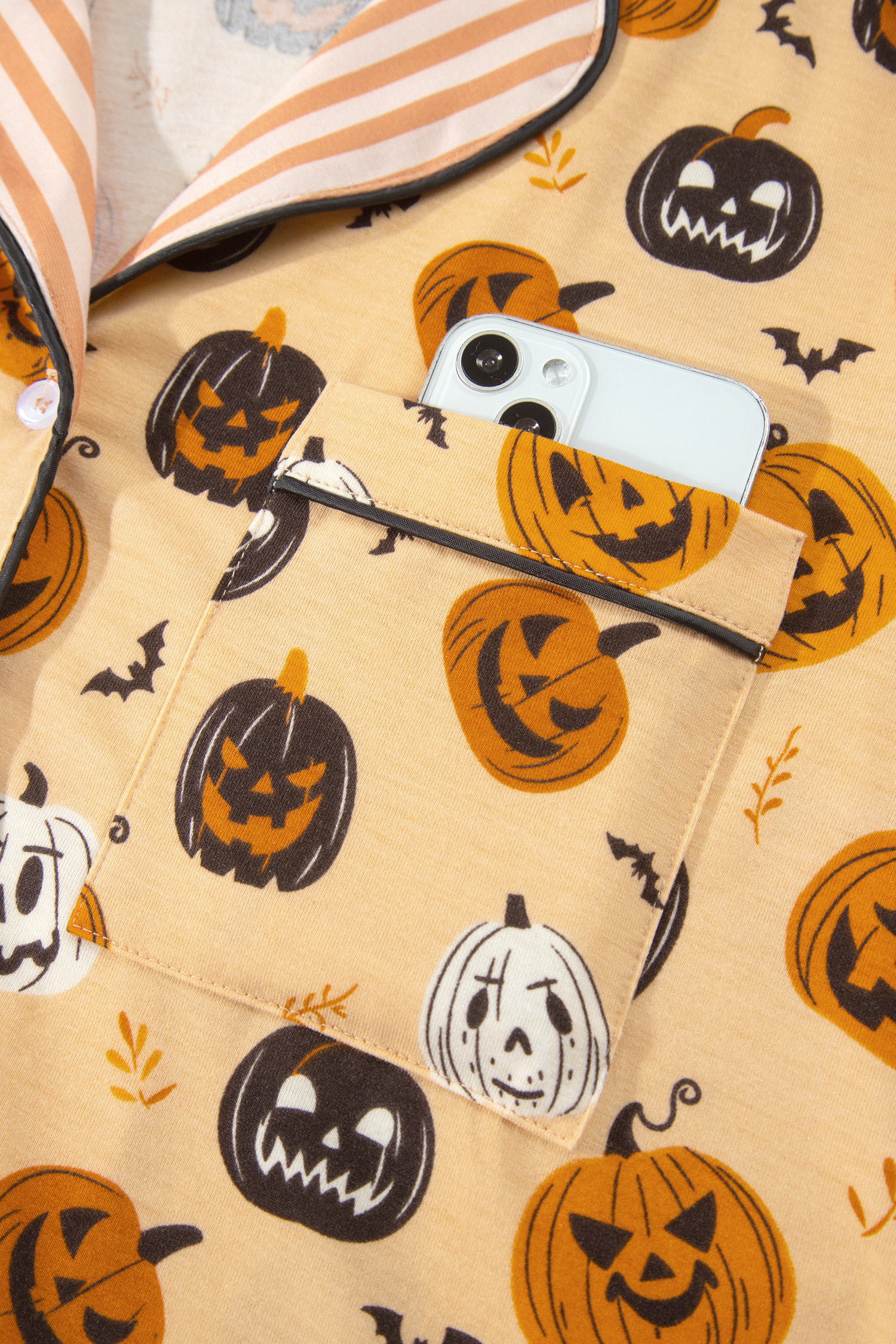 Women's Pumpkin Lounge Set, Halloween Long Sleeve Pajamas - Detail View 16