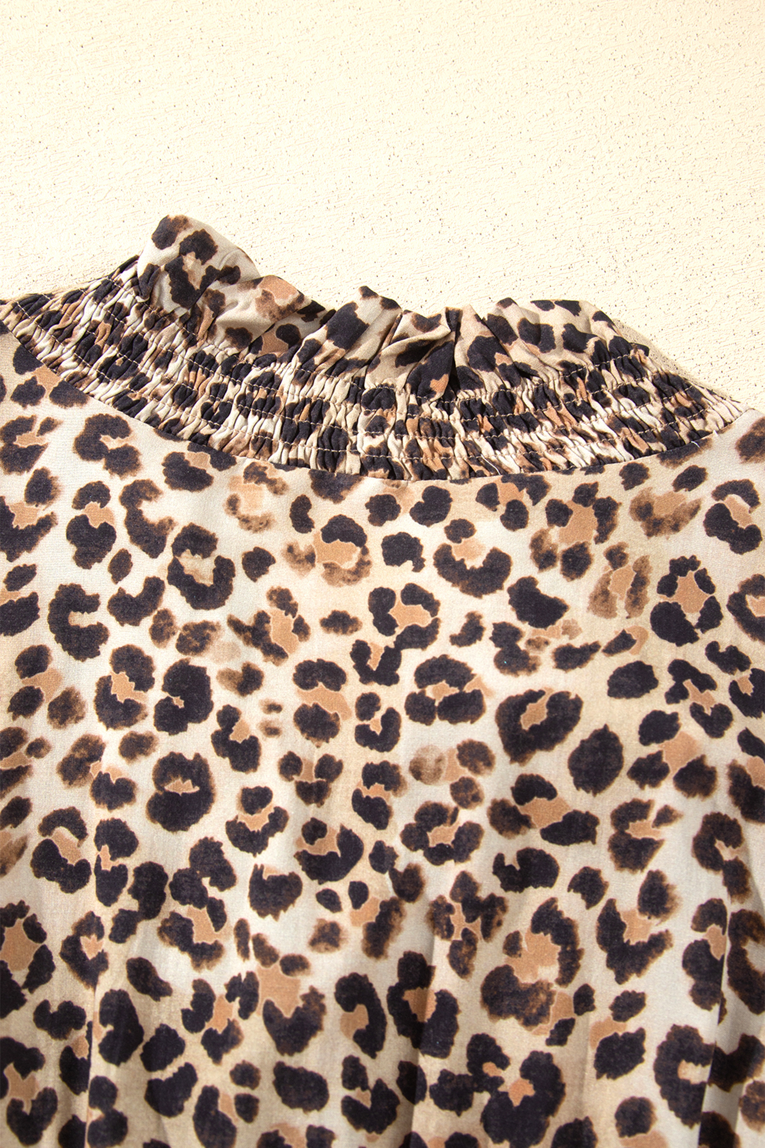 Women's Leopard Print Dress, Casual V Neck Midi Length - Detail View 7
