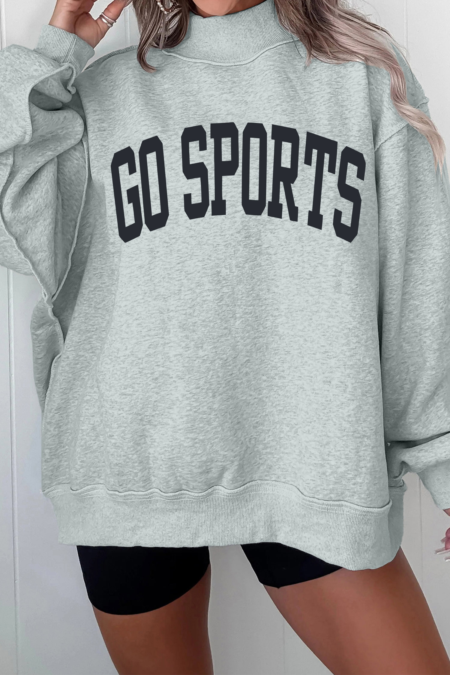Cotton Blend Women's Sweatshirt, Fall Game Day Graphic - Detail View 3