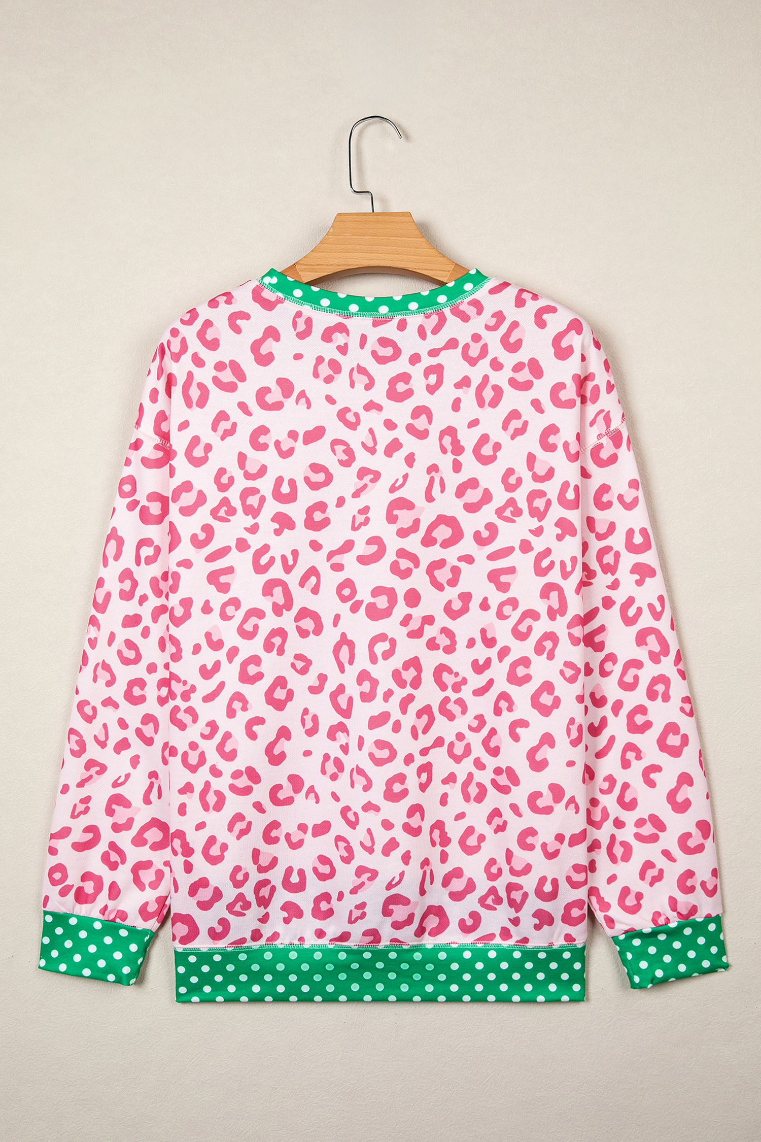 Polyester Women's Pink Leopard Top, Comfortable Pullover - Detail View 3