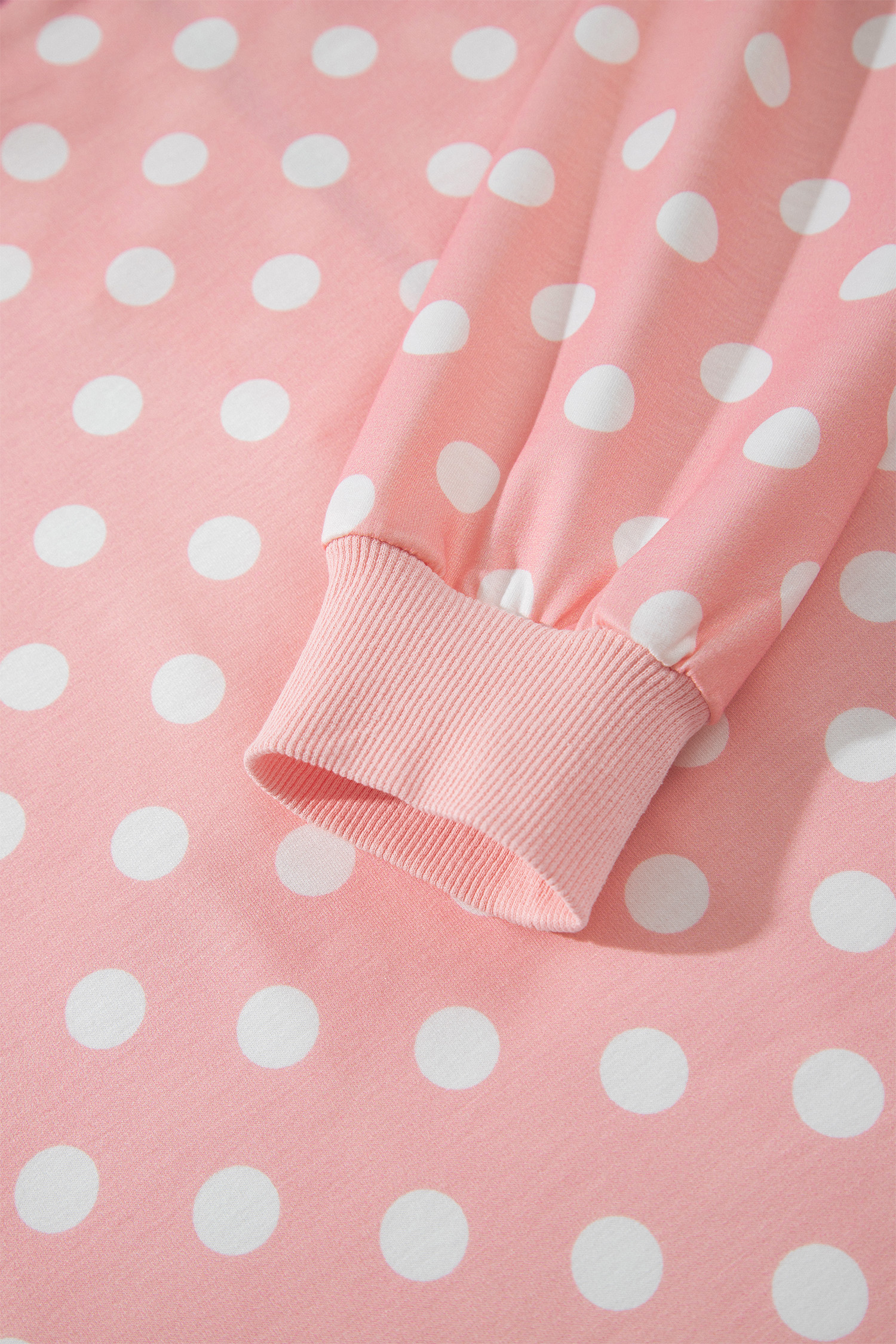Women's Pink Polka Dot Skort Set, Casual Hooded Fall Outfit - Detail View 10