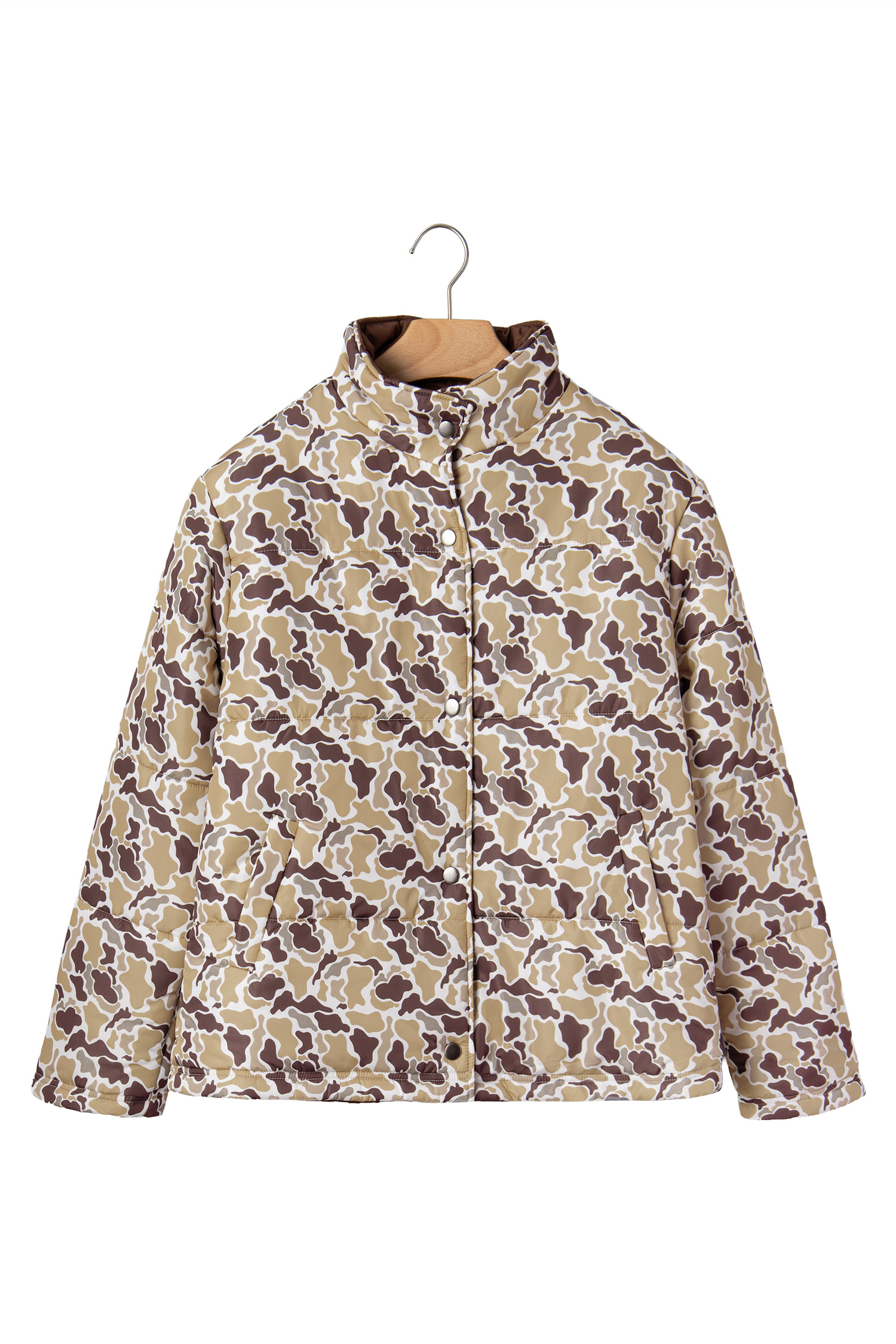 Women's Camouflage Jacket, Trendy Quilted Puffer Coat - Detail View 8