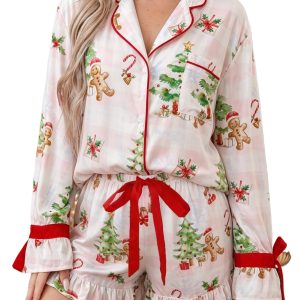 Women's Christmas Pajama Set, Soft Viscose Lounge Set - Main View