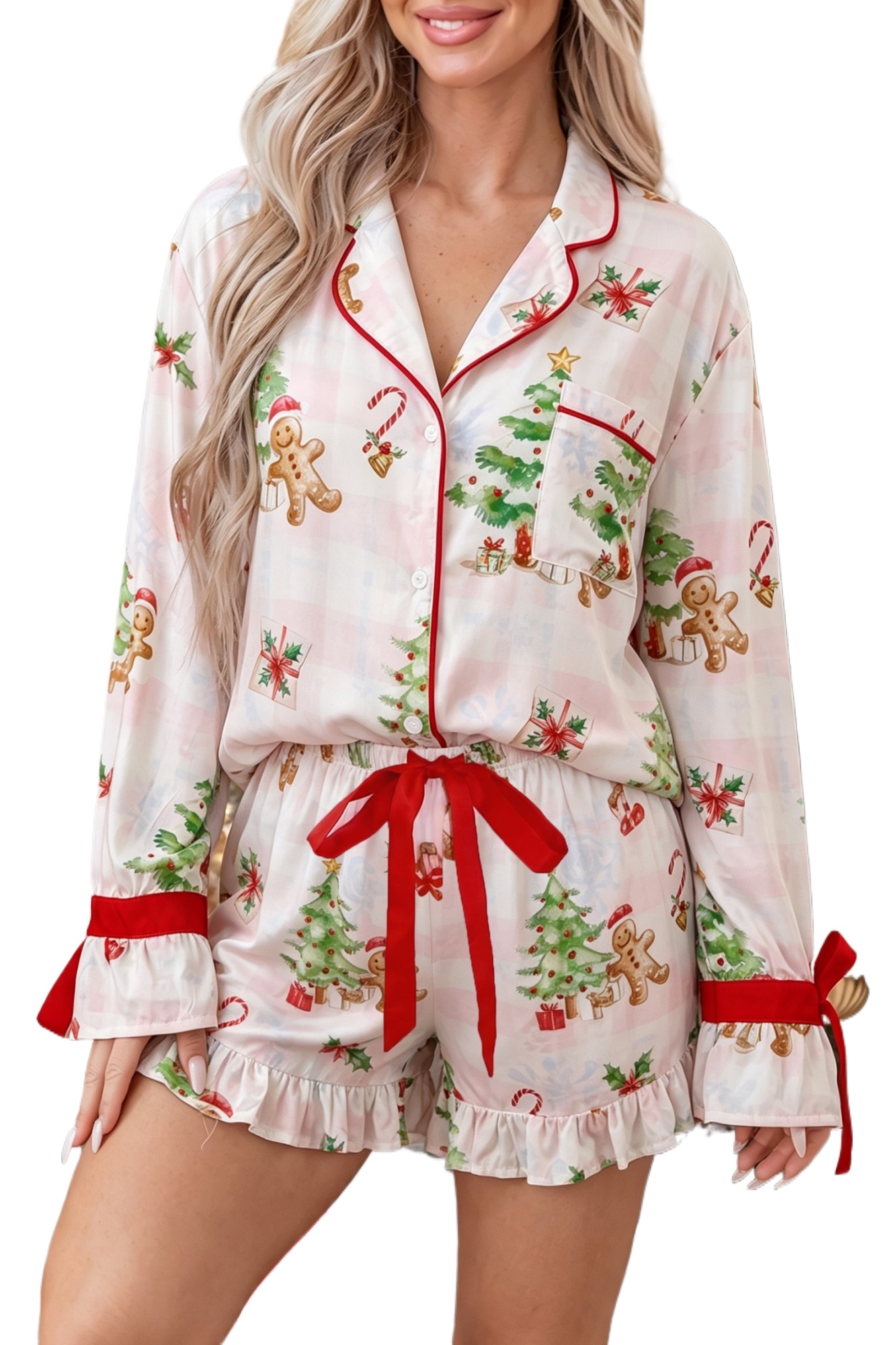 Women's Christmas Pajama Set, Soft Viscose Lounge Set - Main View