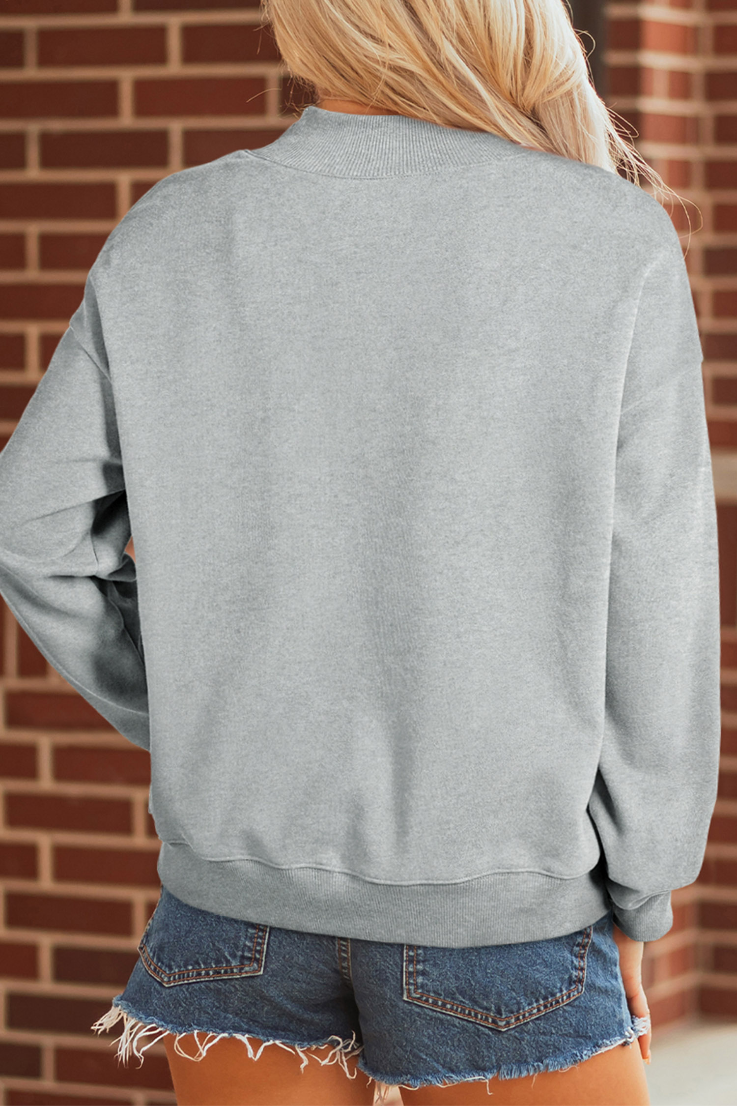 Women's Camo Pray Sweatshirt, Casual Mock Neck Pullover - Detail View 7