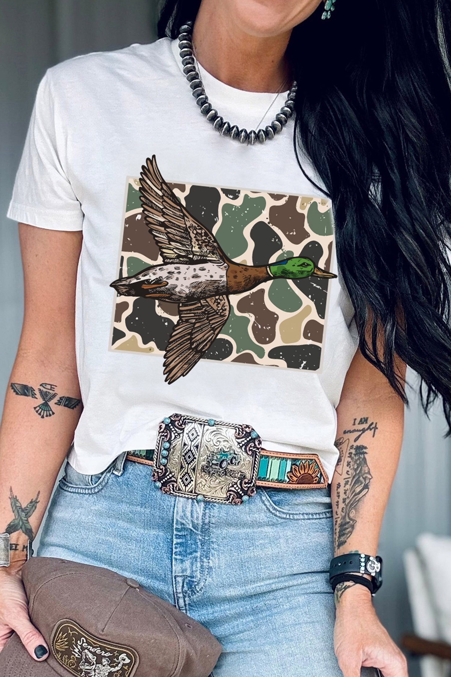 Women's Mallard Duck T-Shirt, Soft Cotton Blend Casual - Detail View 3