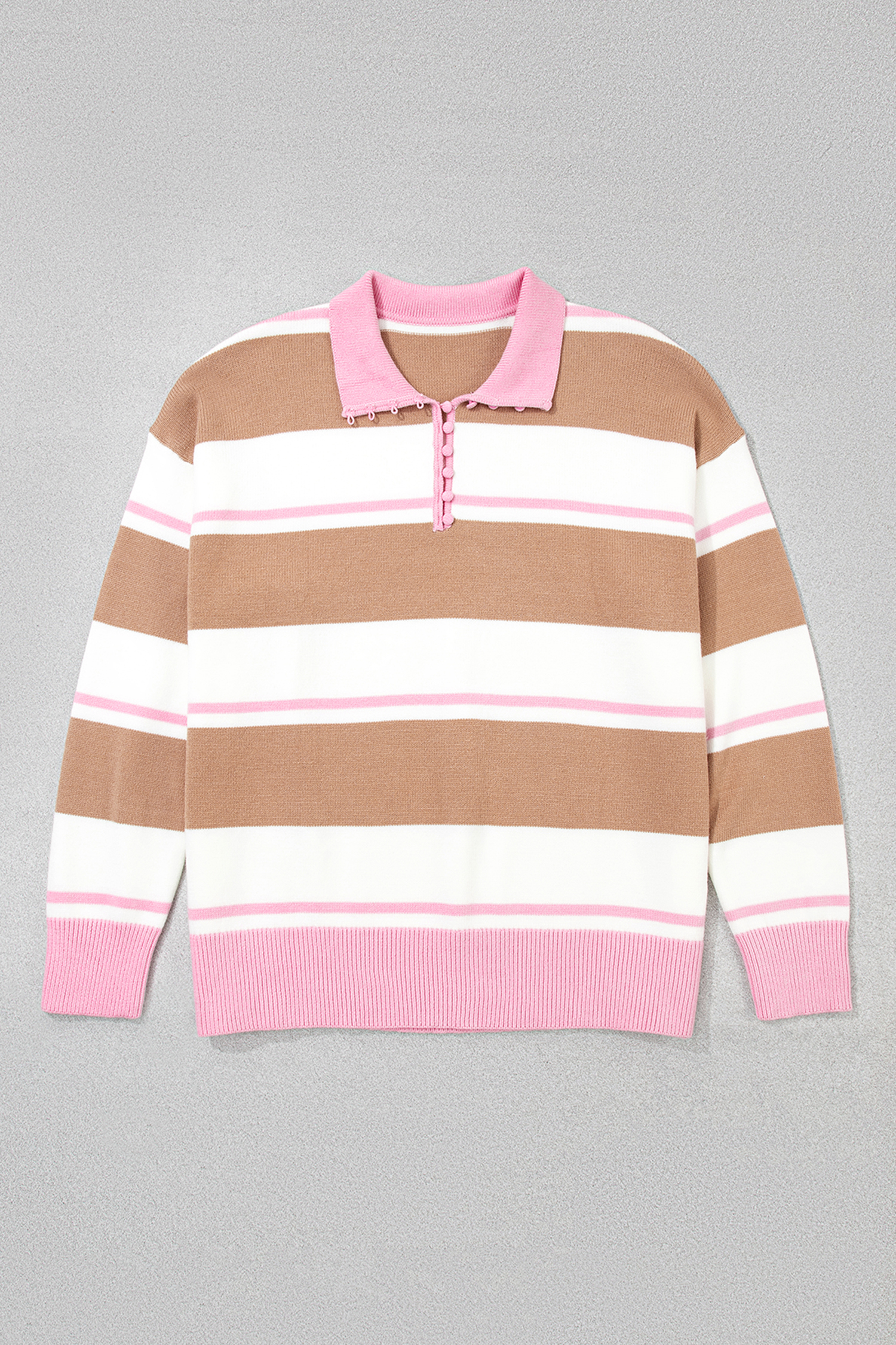 Soft Colorblock Striped Sweater, Long Sleeve Autumn Knit - Detail View 5
