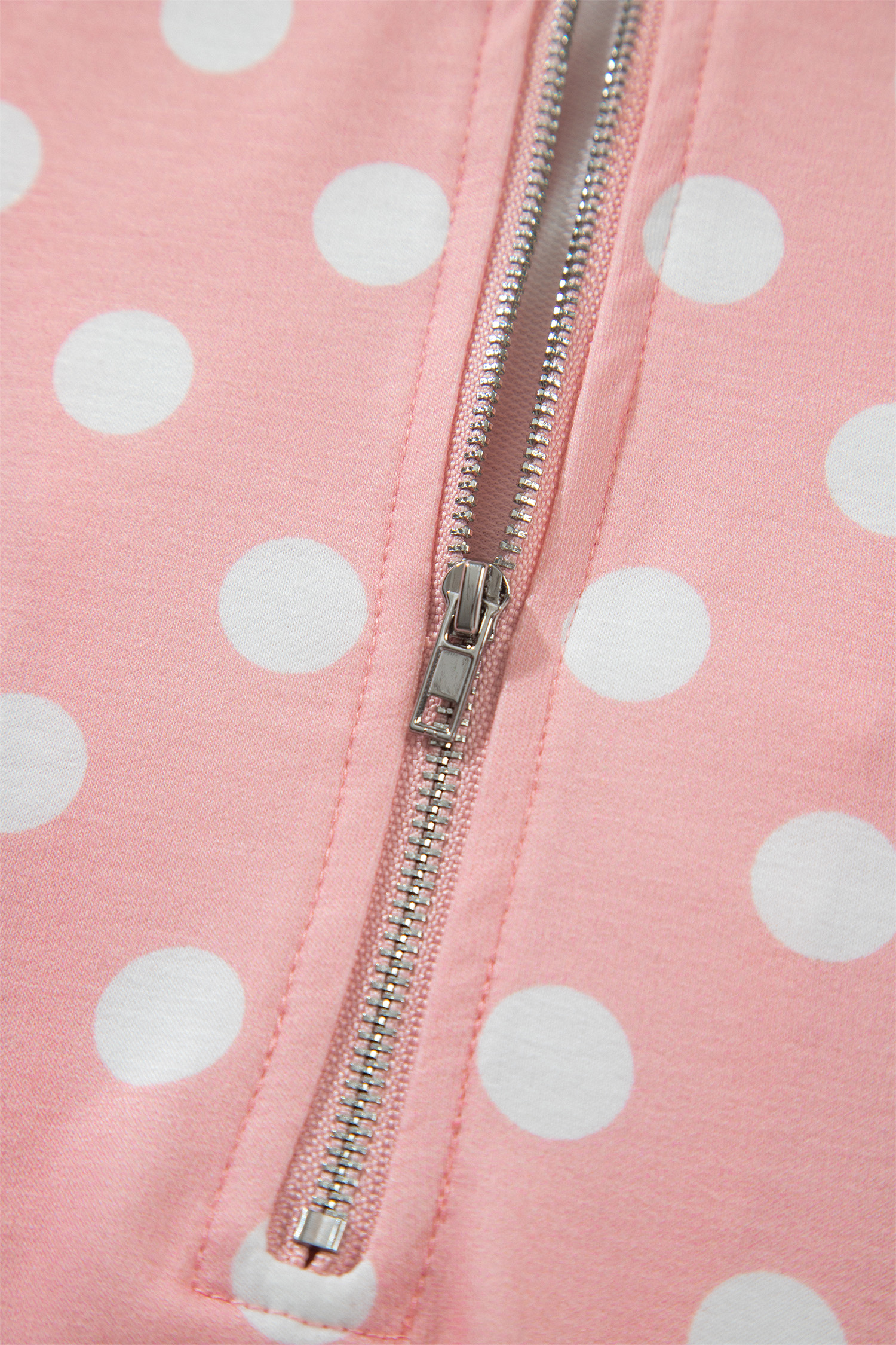 Pink Polka Dot Half Zip Skort Set, Women's Casual Loungewear - Detail View 12