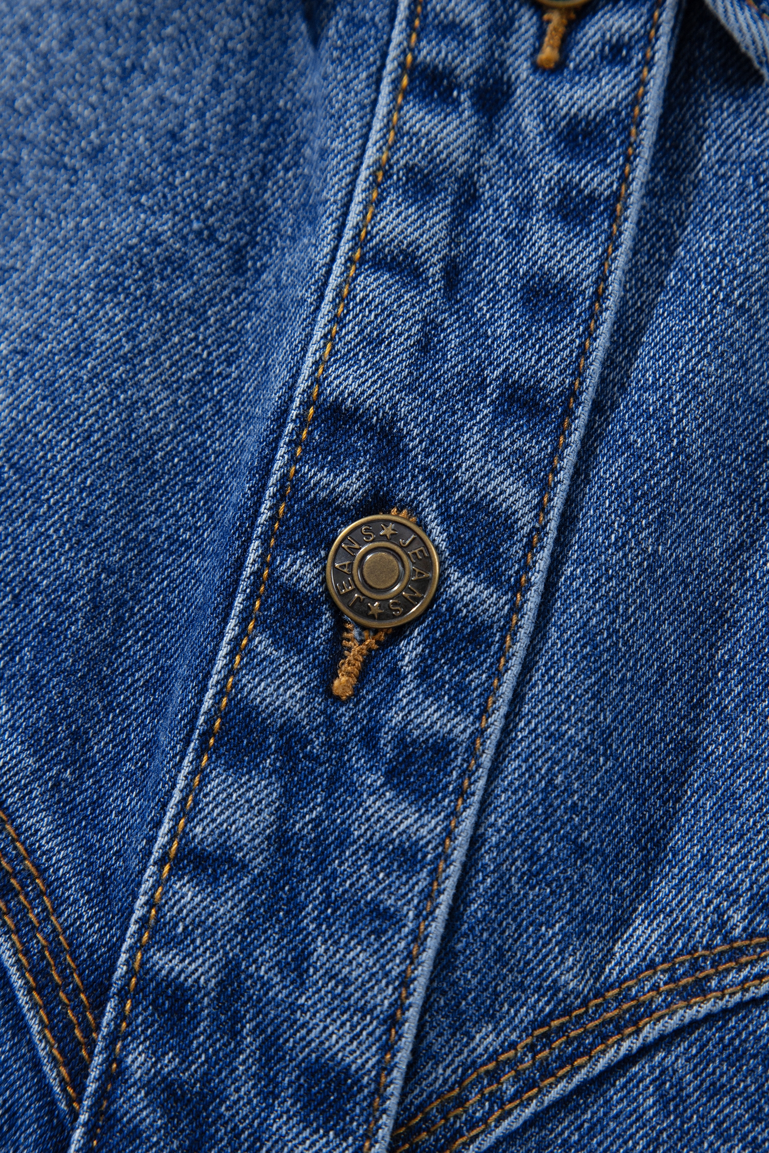 Sail Blue Denim Jacket, Casual Button Front Western Outerwear - Detail View 8