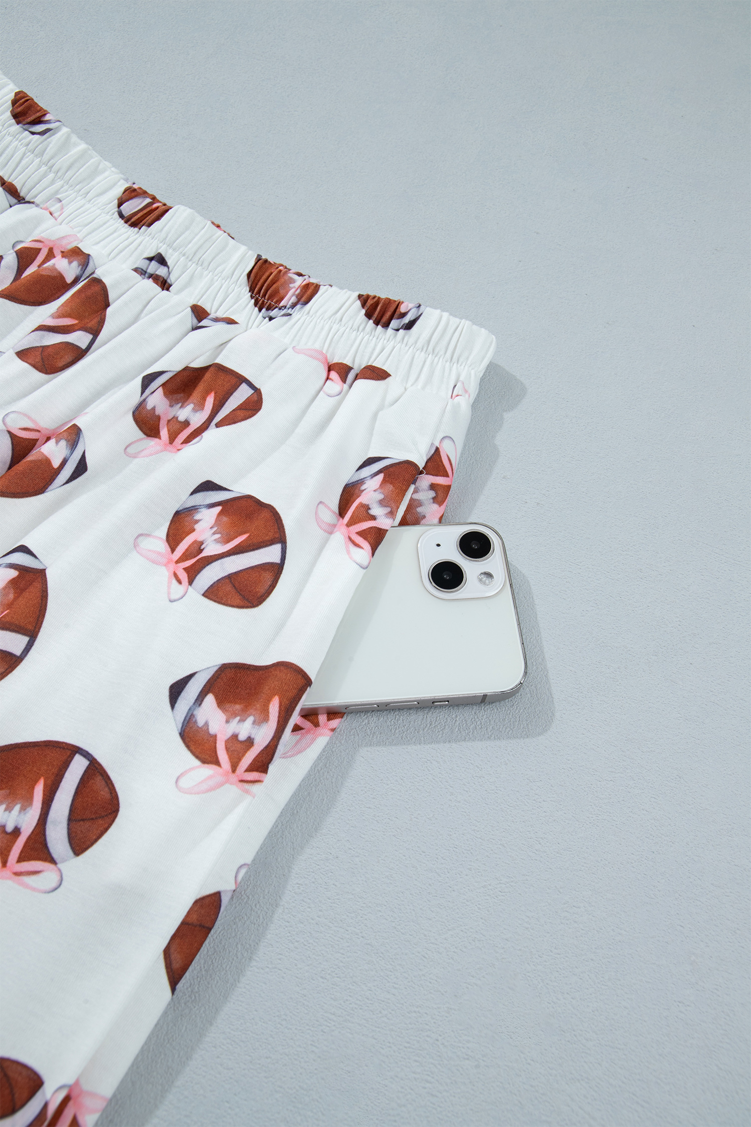 Soft Button Down Lounge Set, Women's Football Pattern PJs - Detail View 12