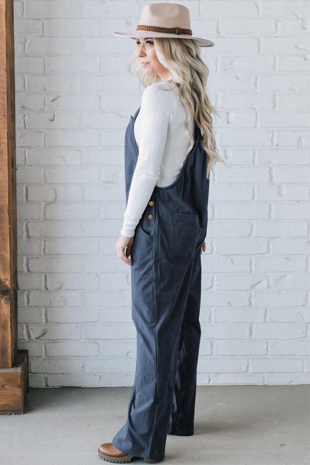 Soft Corduroy Jumpsuit, Women's Cozy Loose Overalls - Detail View 3